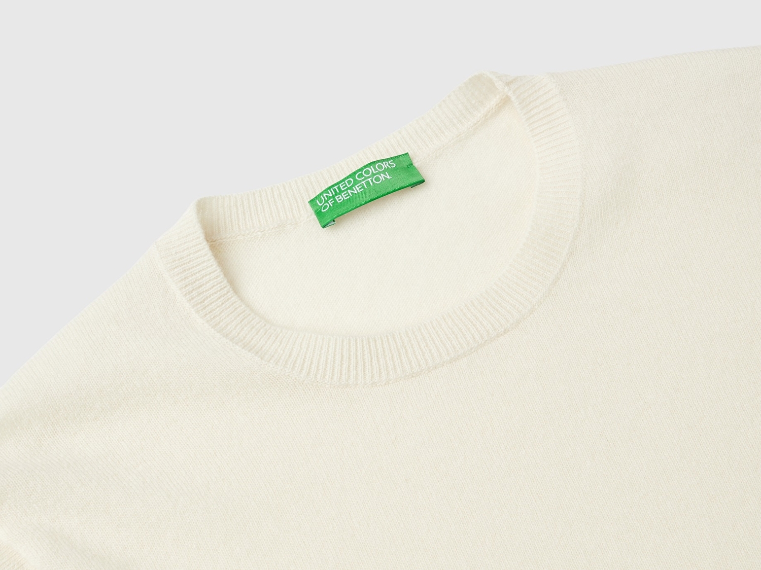 Benetton Kadın Krem %100 Merino Bisiklet Yaka Kazak