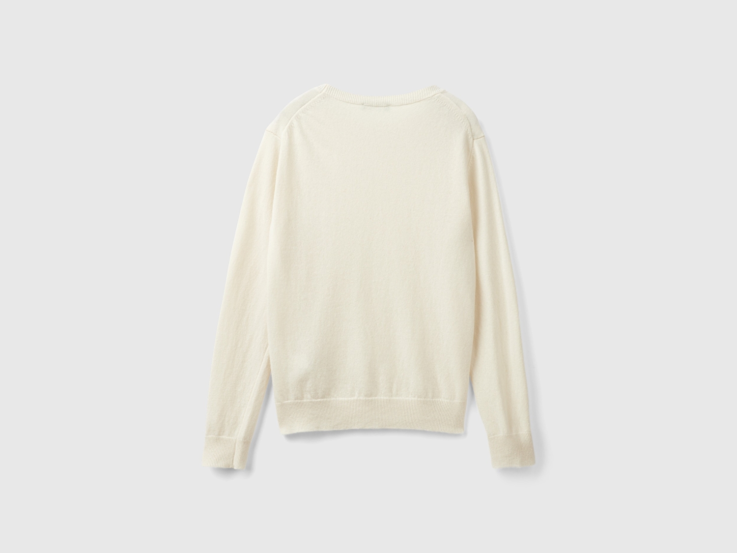 Benetton Kadın Krem %100 Merino Bisiklet Yaka Kazak