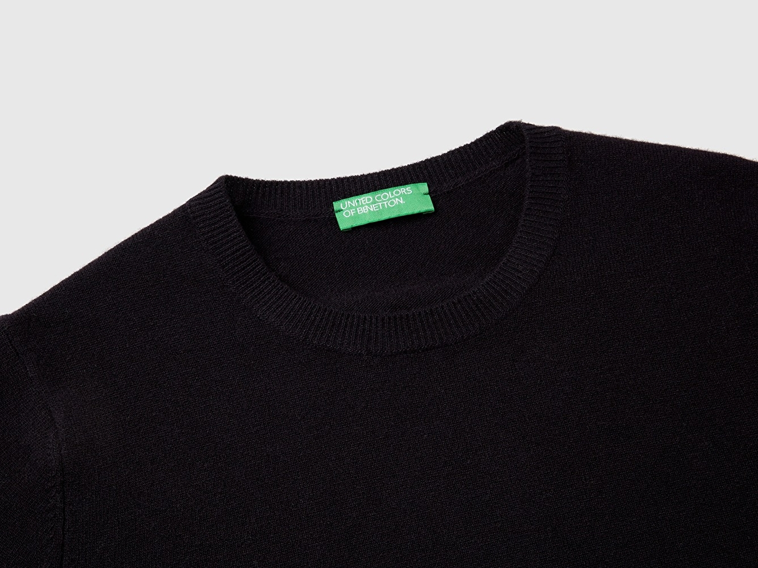 Benetton Kadın Siyah %100 Merino Bisiklet Yaka Kazak