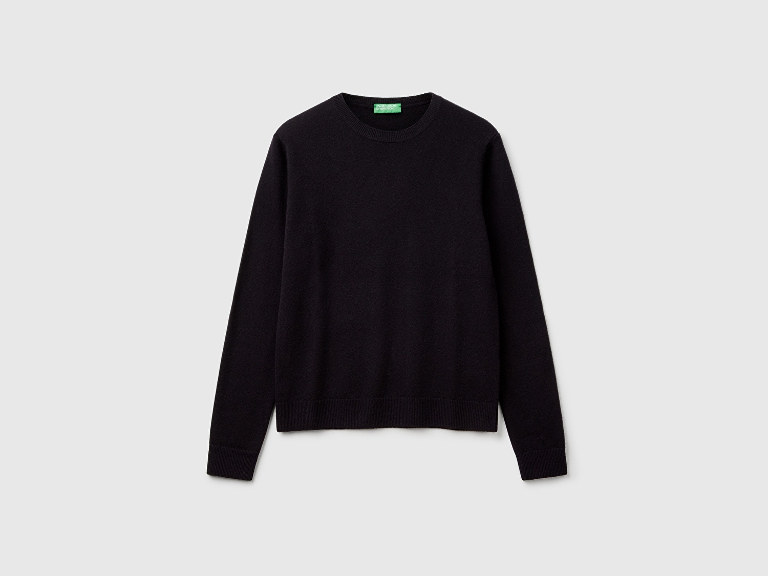 Benetton Kadın Siyah %100 Merino Bisiklet Yaka Kazak