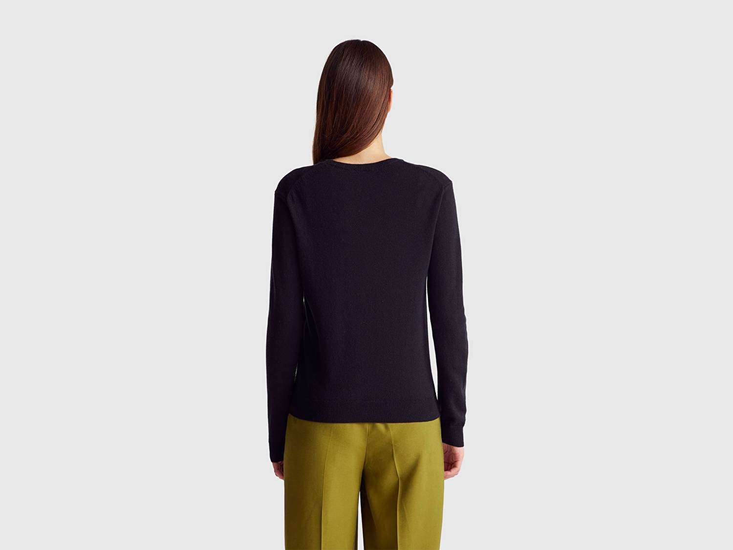 Benetton Kadın Siyah %100 Merino Bisiklet Yaka Kazak