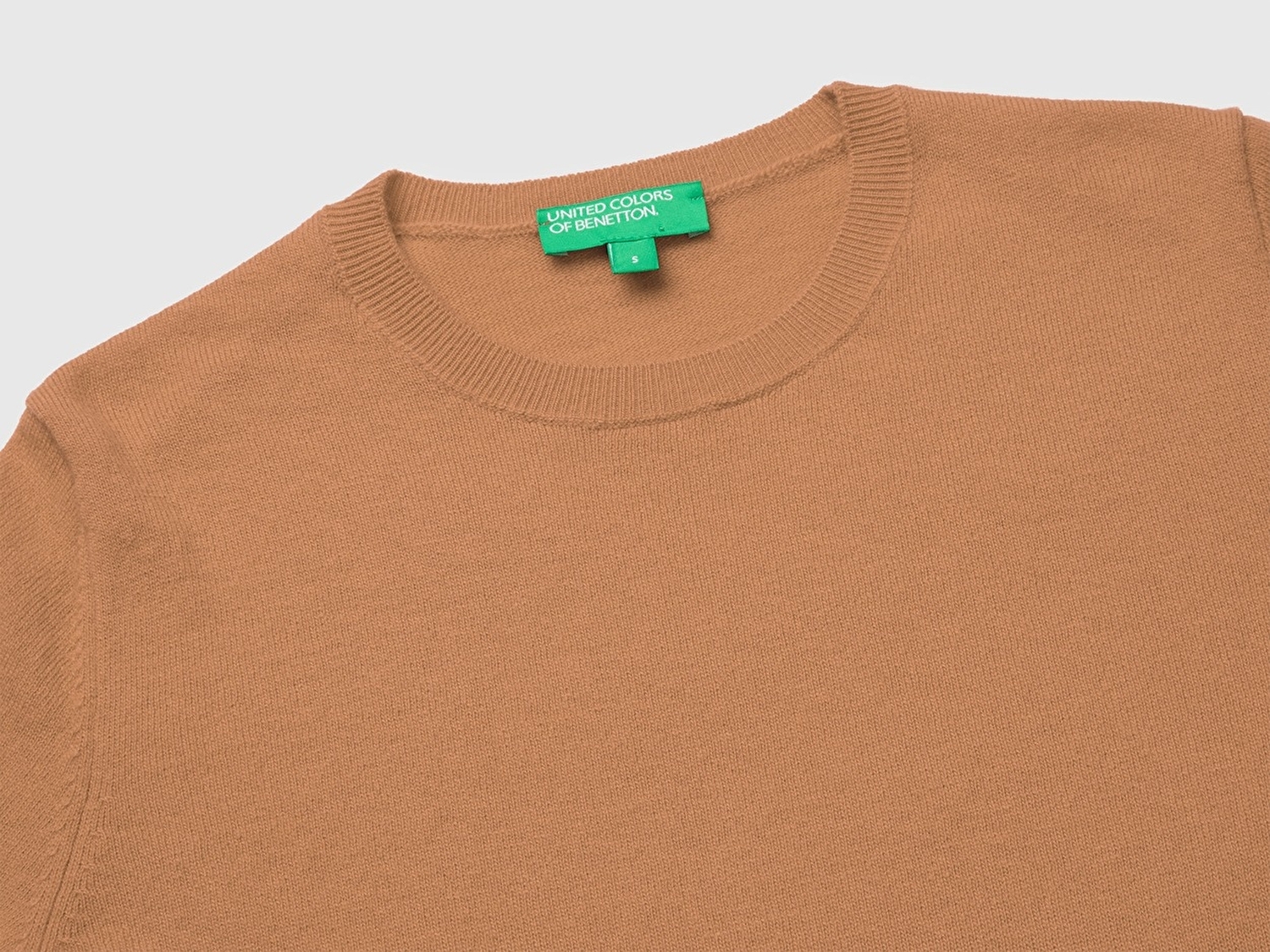Benetton Kadın Taba %100 Merino Bisiklet Yaka Kazak