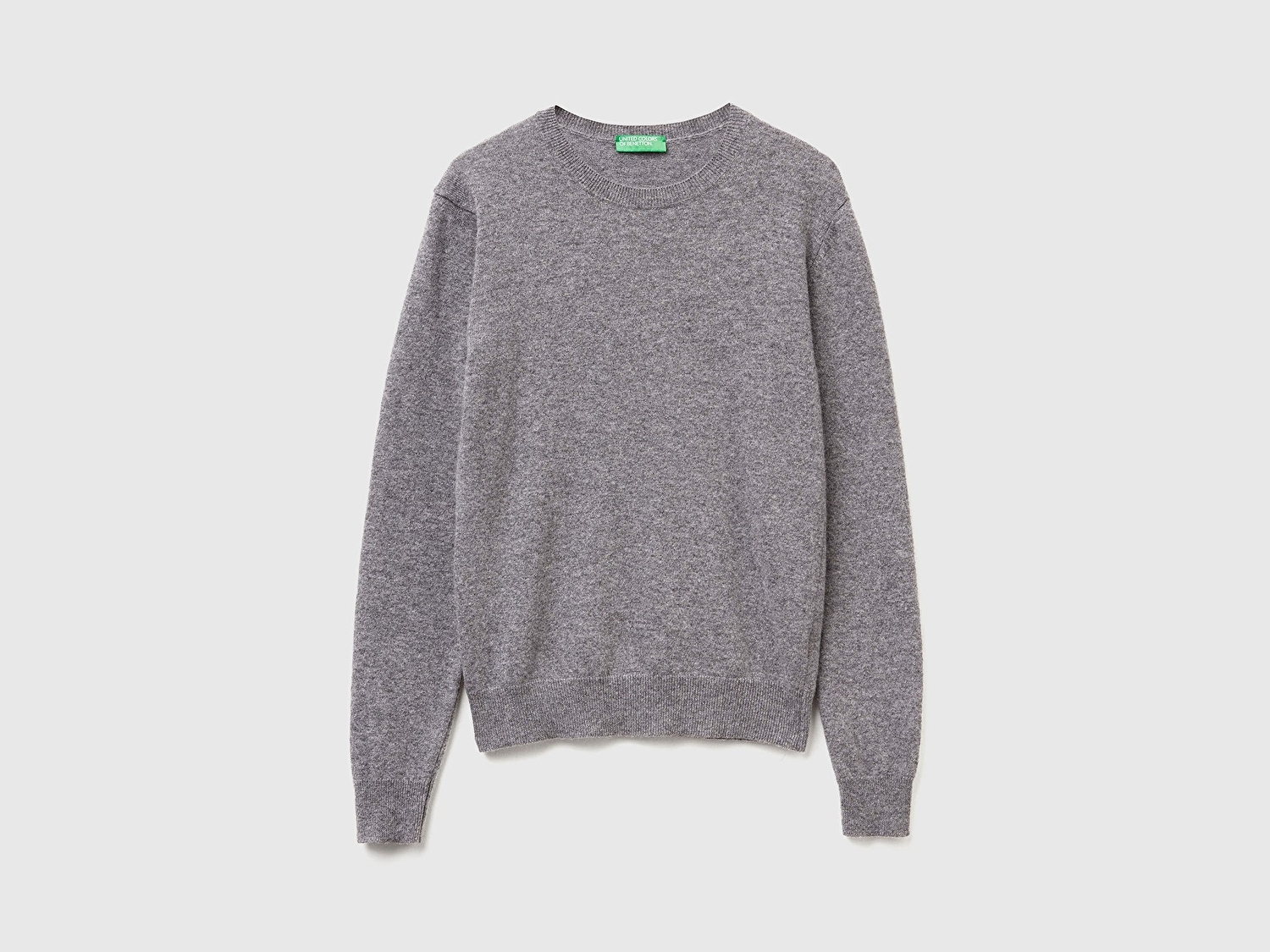 Benetton Kadın Antrasit Melanj %100 Merino Bisiklet Yaka Kazak