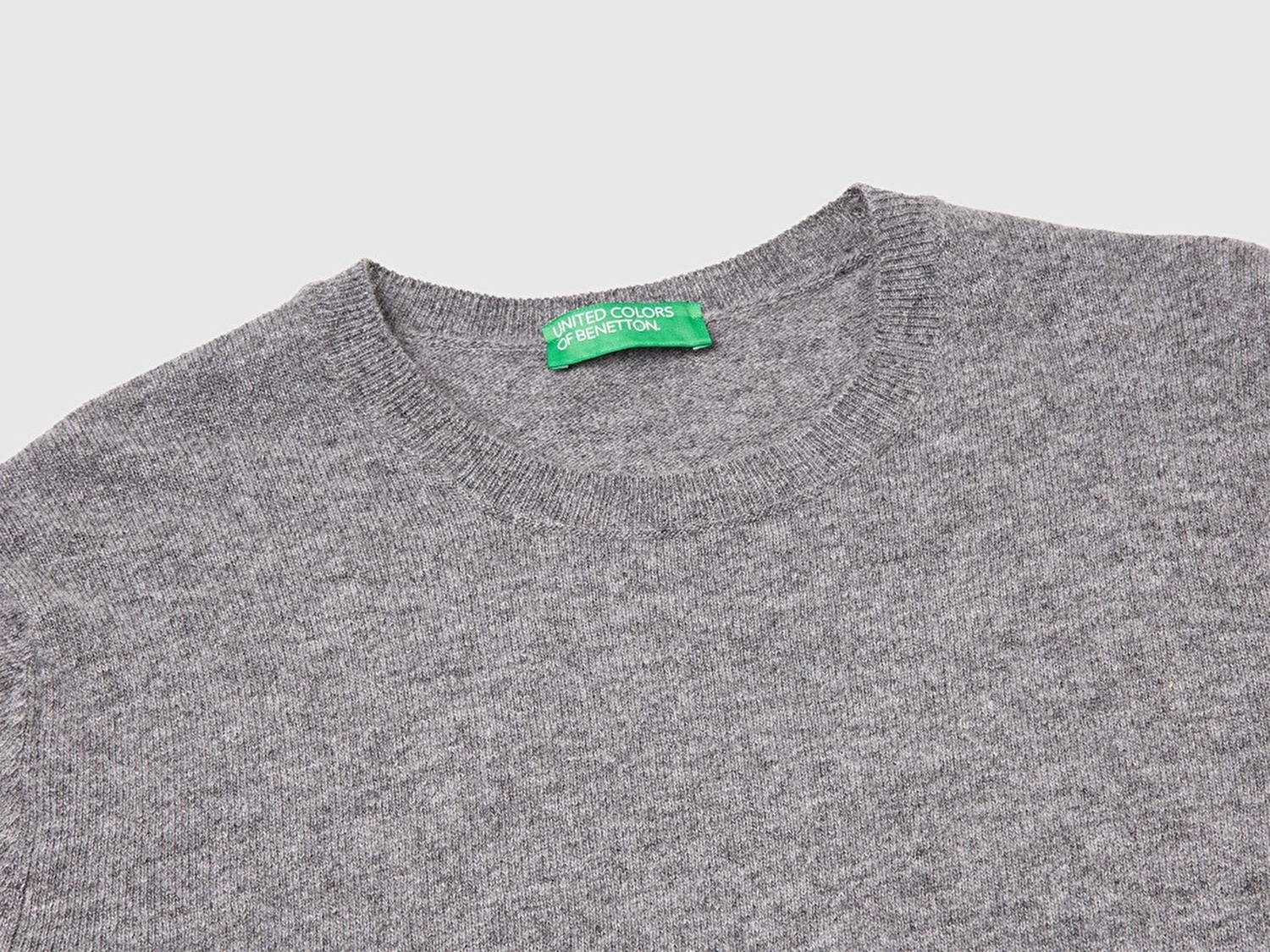Benetton Kadın Antrasit Melanj %100 Merino Bisiklet Yaka Kazak