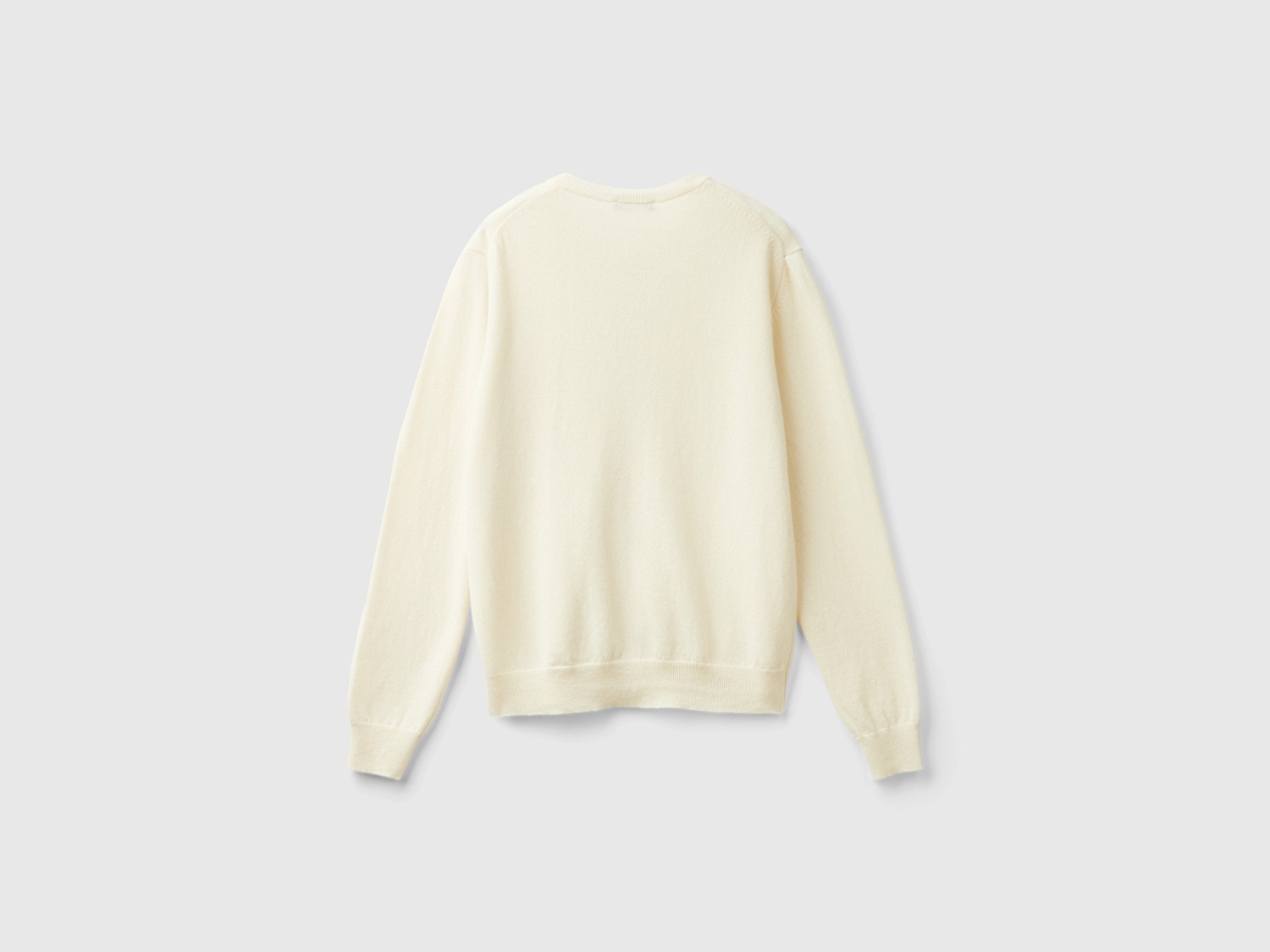 Benetton Kadın Krem %100 Merino Bisiklet Yaka  Hırka