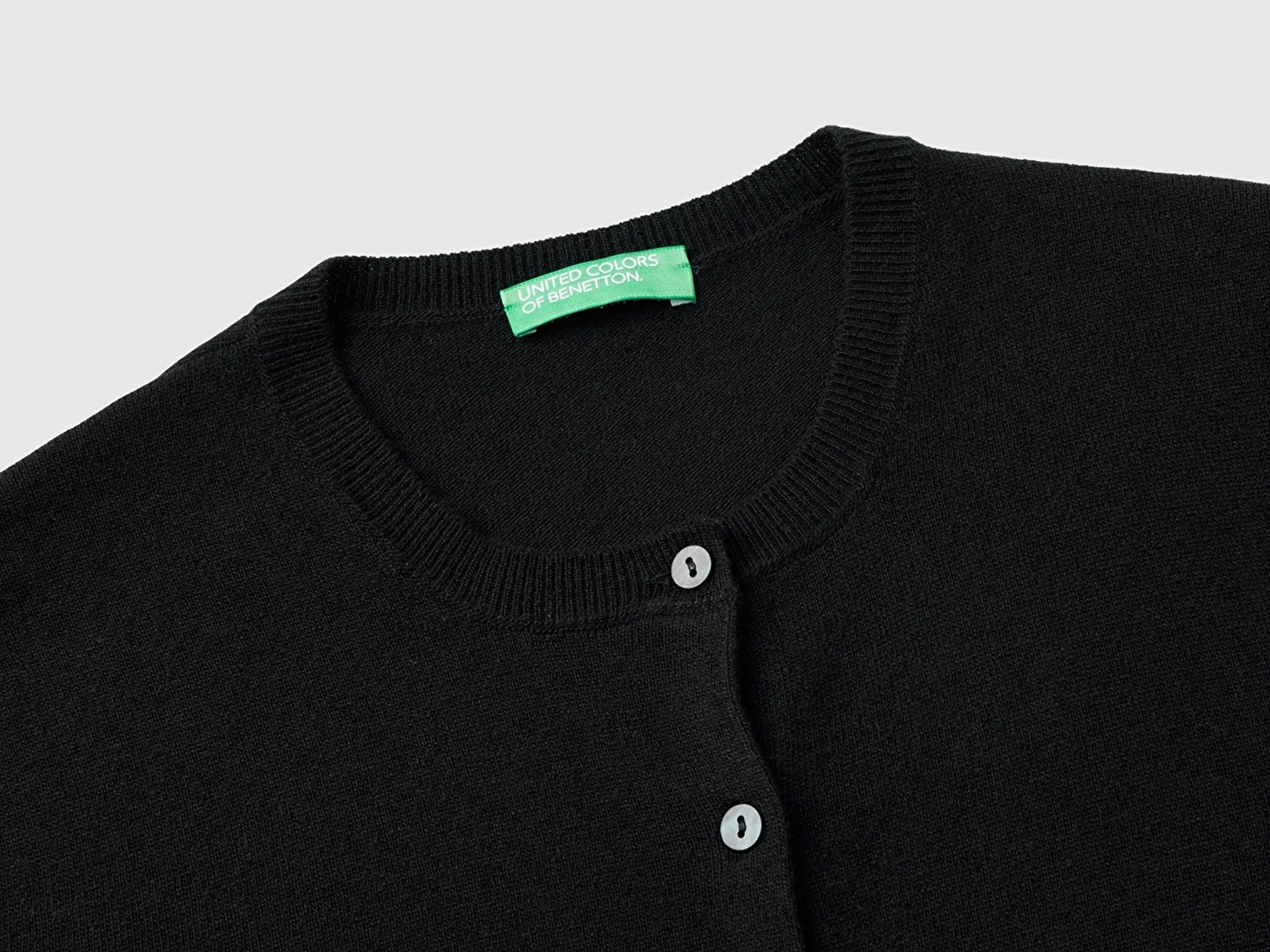 Benetton Kadın Siyah %100 Merino Bisiklet Yaka  Hırka