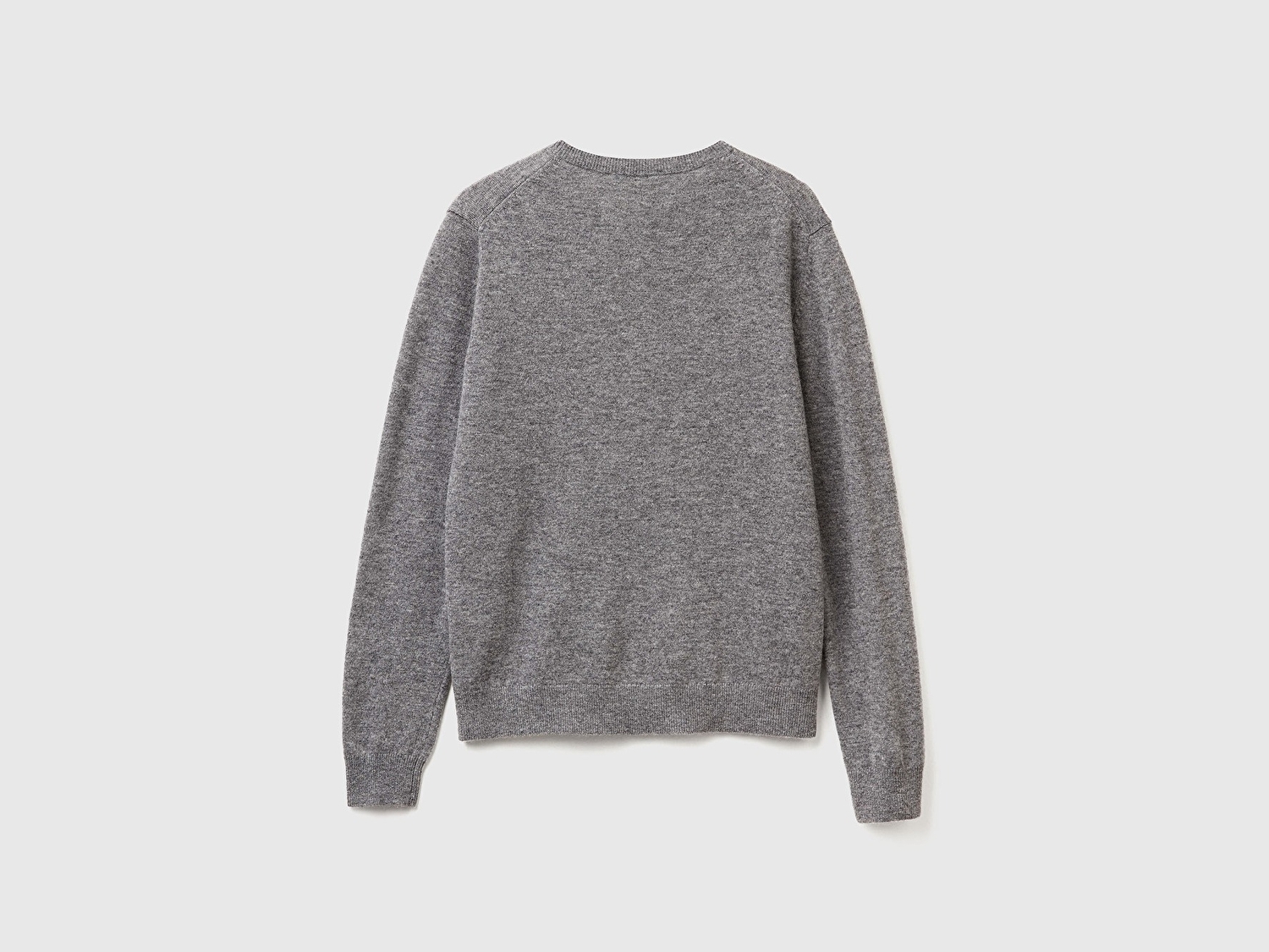 Benetton Kadın Antrasit Melanj %100 Merino Bisiklet Yaka  Hırka