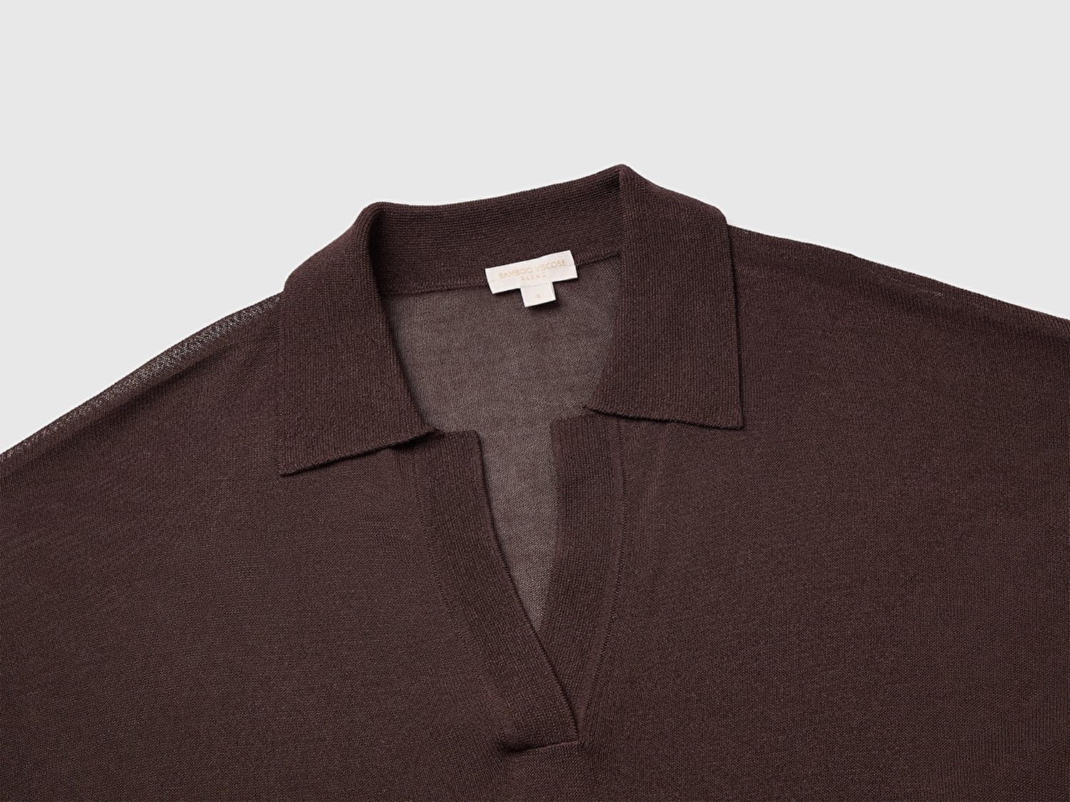 Benetton Kadın Koyu Kahverengi Viskoz Karışımlı Oversize Ribanalı Polo Yaka Kazak