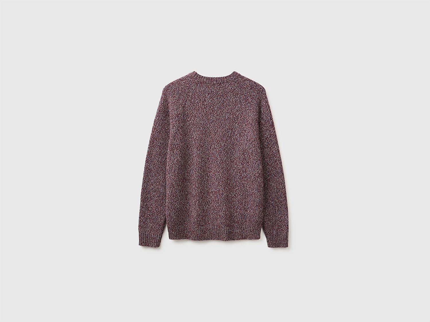 Benetton Erkek Bordo Mix Yün Karışımlı Regular Fit Reglan Kollu Bisiklet Yaka Kazak
