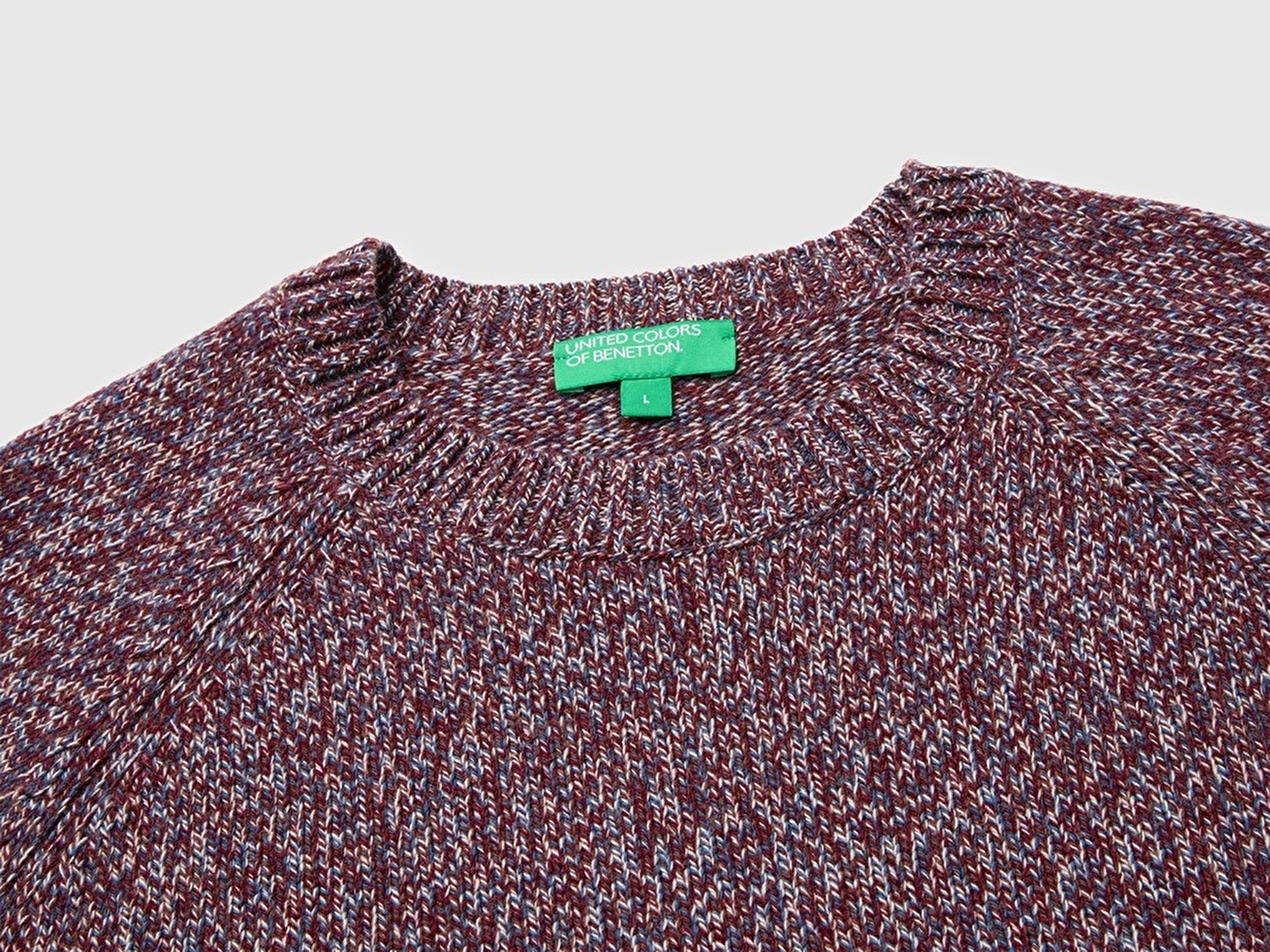 Benetton Erkek Bordo Mix Yün Karışımlı Regular Fit Reglan Kollu Bisiklet Yaka Kazak