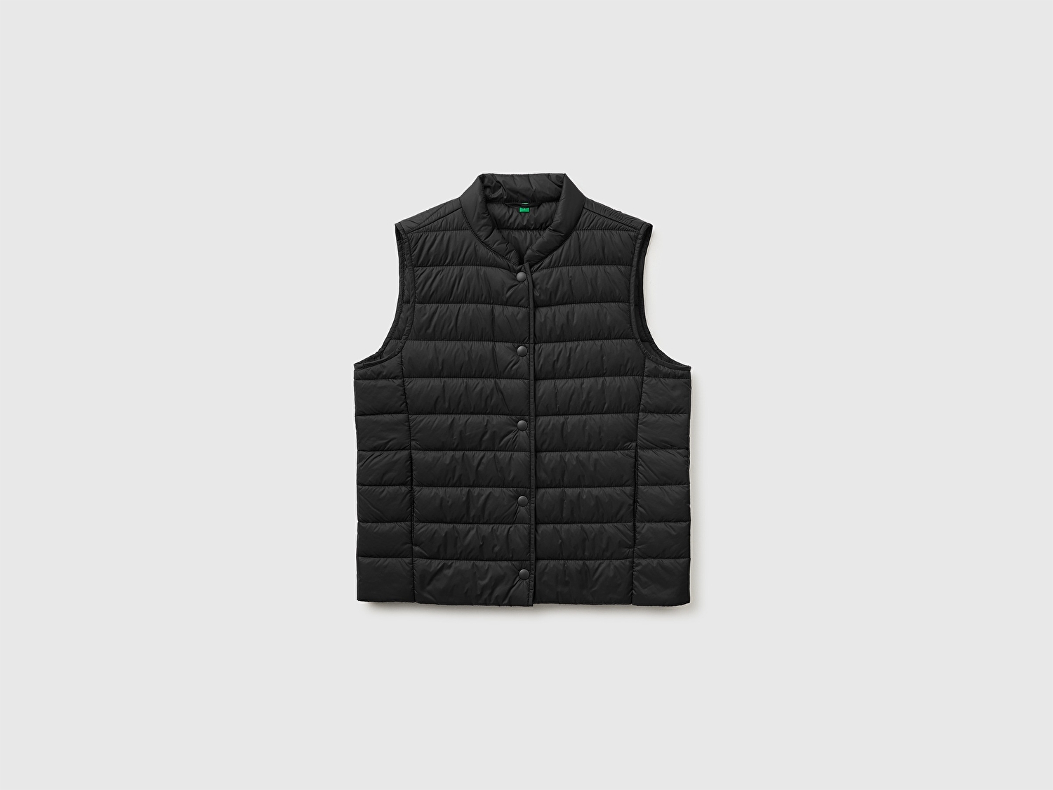 Benetton Kadın Siyah Slim Fit Şişme Düğmeli Yelek