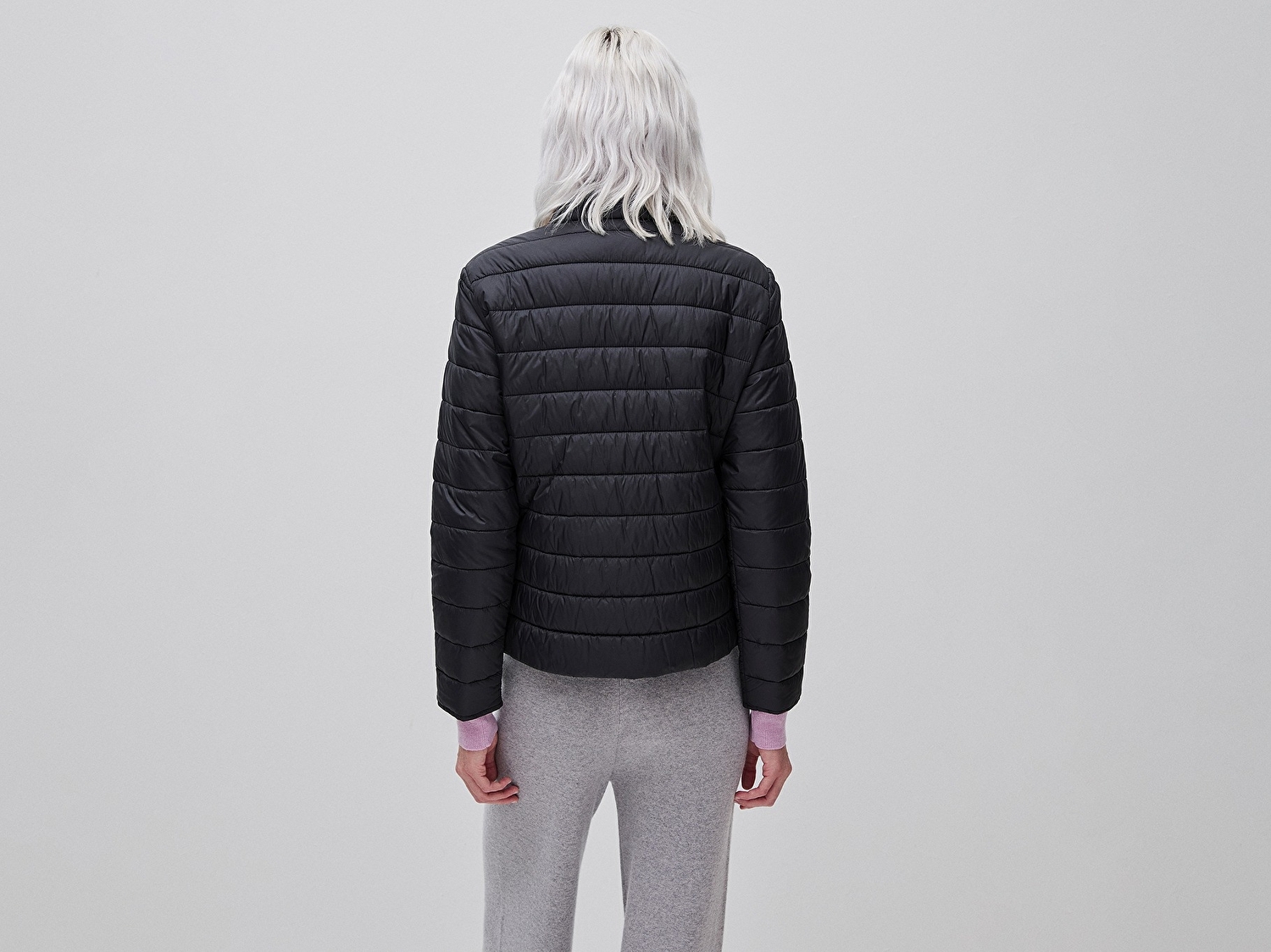 Benetton Kadın Siyah Slim Fit Şişme Cepli Mont