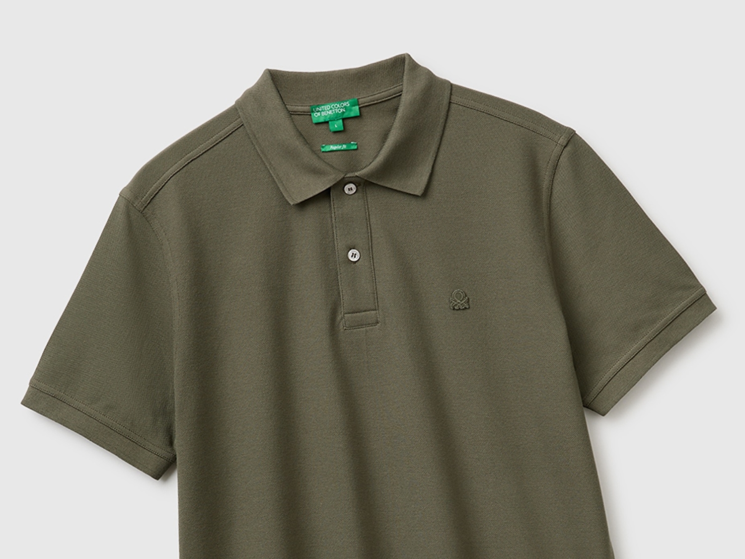 Benetton Erkek Koyu Haki Regular Fit Kısa Kollu Polo T-Shirt