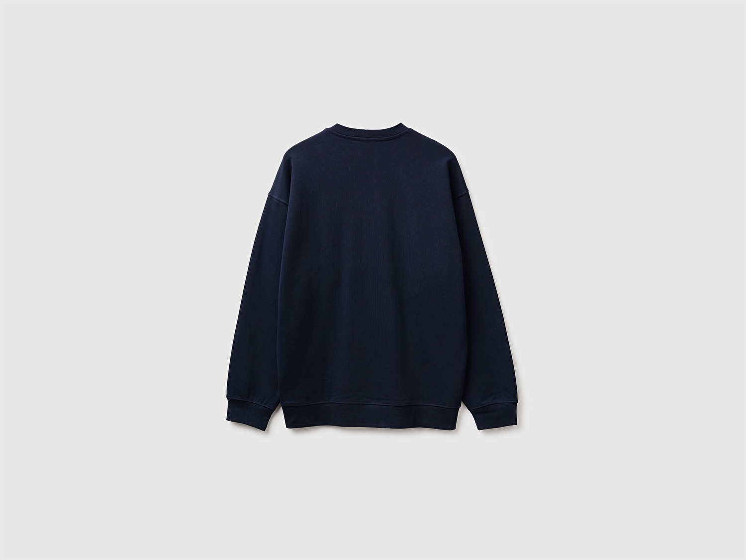 Benetton Erkek Lacivert %100 Pamuk Önü Logo İşlemeli Bisiklet Yaka Sweatshirt