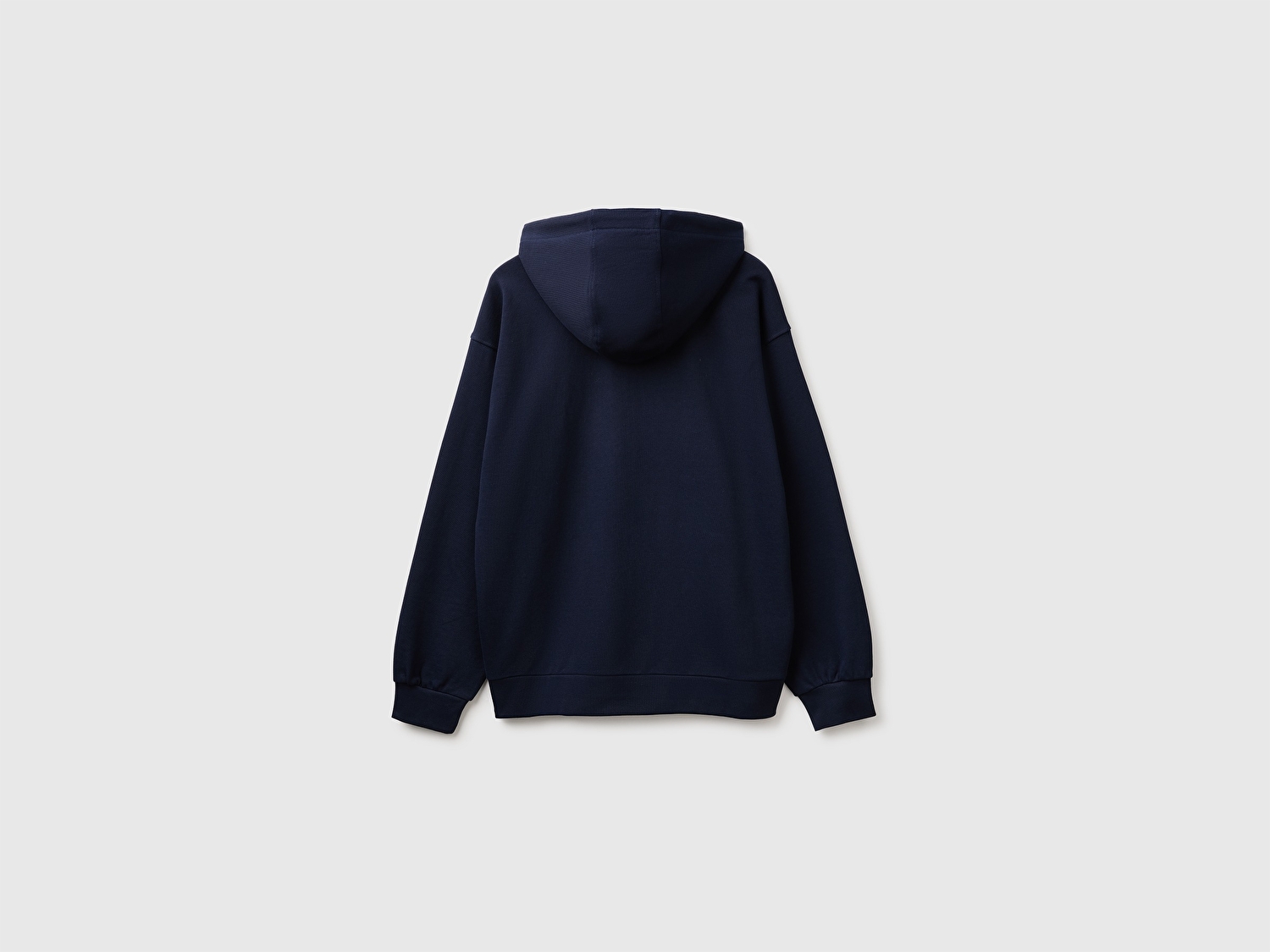 Benetton Erkek Lacivert %100 Pamuk Dar Kesim Fermuarlı Kapüşonlu Sweatshirt