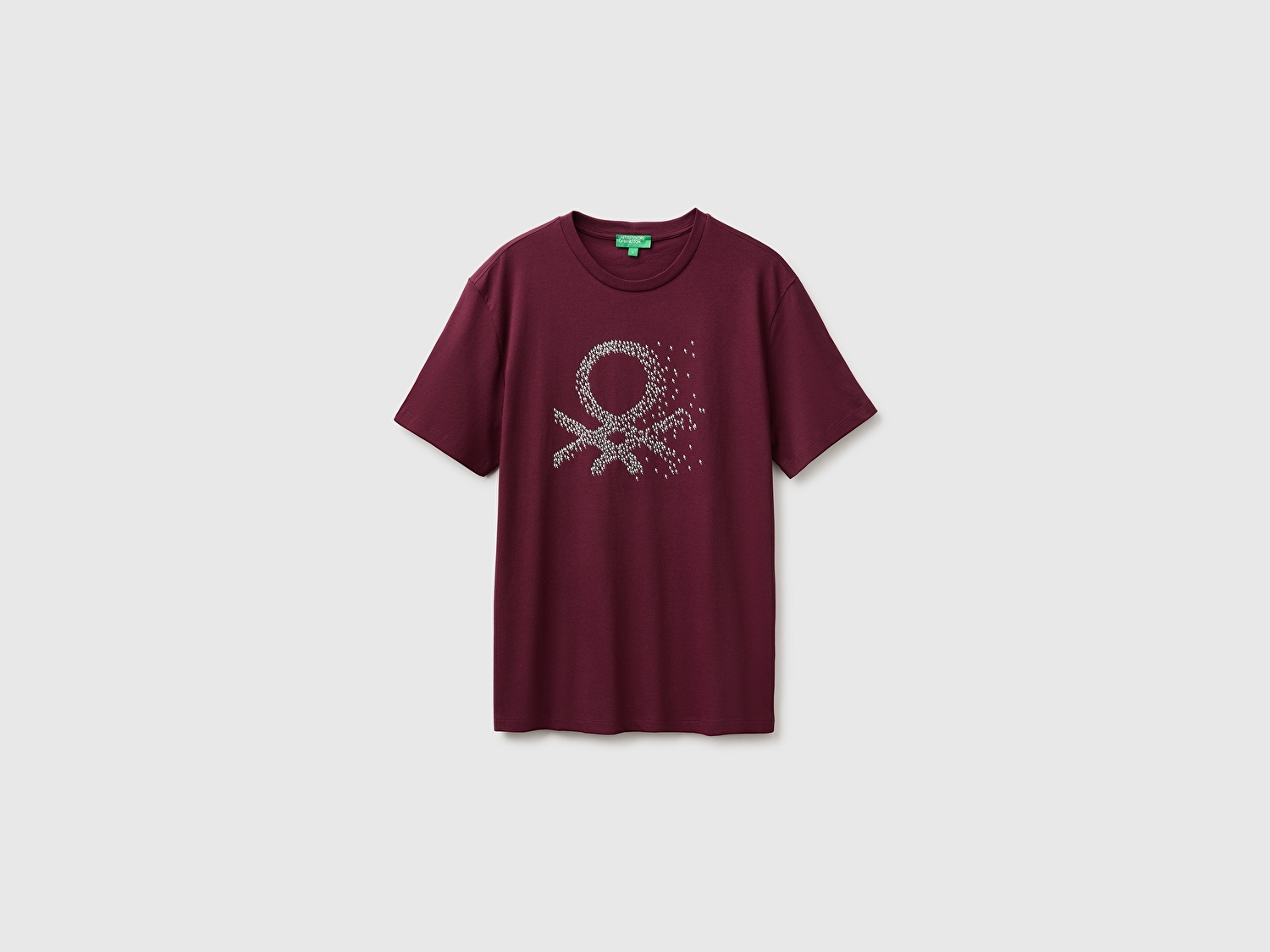 Benetton Erkek Mürdüm %100 Pamuk Önü Logo Baskılı Regular Fit Kısa Kollu T-Shirt
