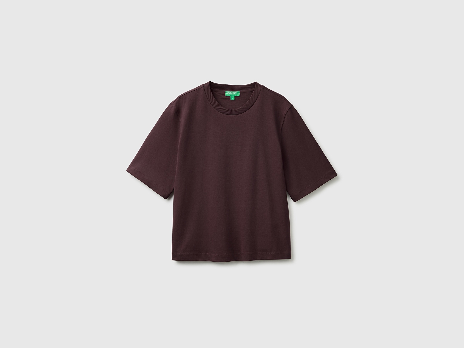Benetton Kadın Kahverengi %100 Koton Boxy Fit T-Shirt