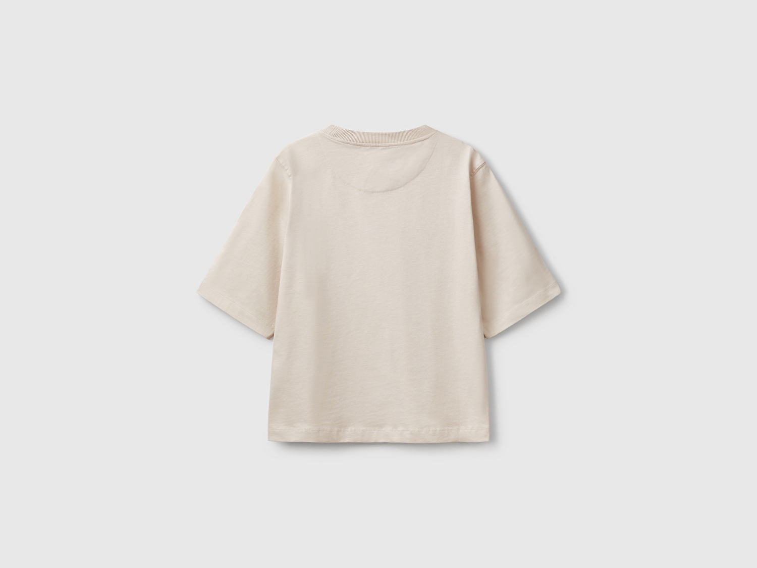 Benetton Kadın Taş %100 Koton Boxy Fit T-Shirt