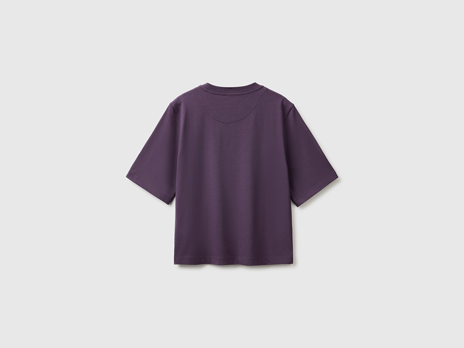 Benetton Kadın Koyu Mor %100 Koton Boxy Fit T-Shirt