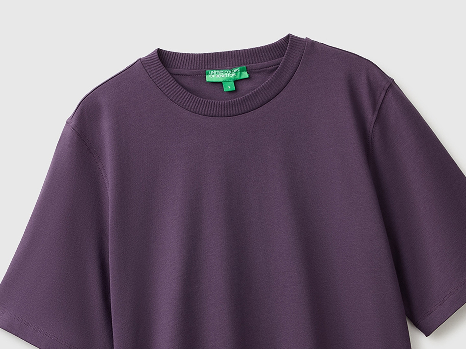 Benetton Kadın Koyu Mor %100 Koton Boxy Fit T-Shirt