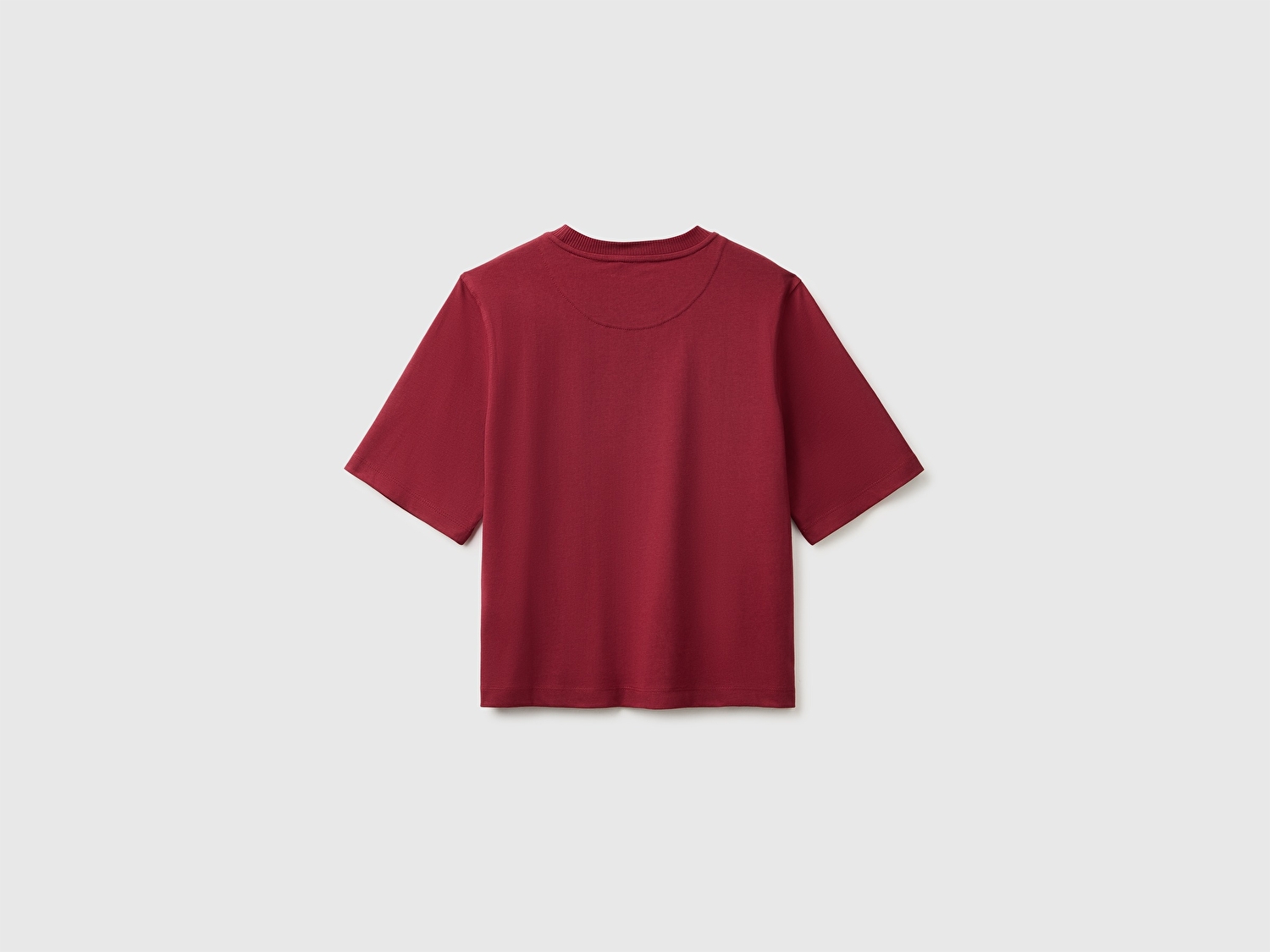 Benetton Kadın Mürdüm %100 Koton Boxy Fit T-Shirt
