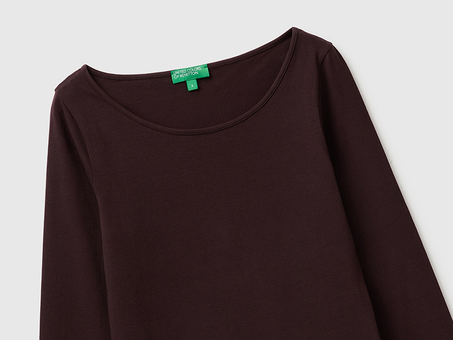 Benetton Kadın Kahverengi Pamuk Karışımlı Slim Fit Uzun Kollu T-Shirt