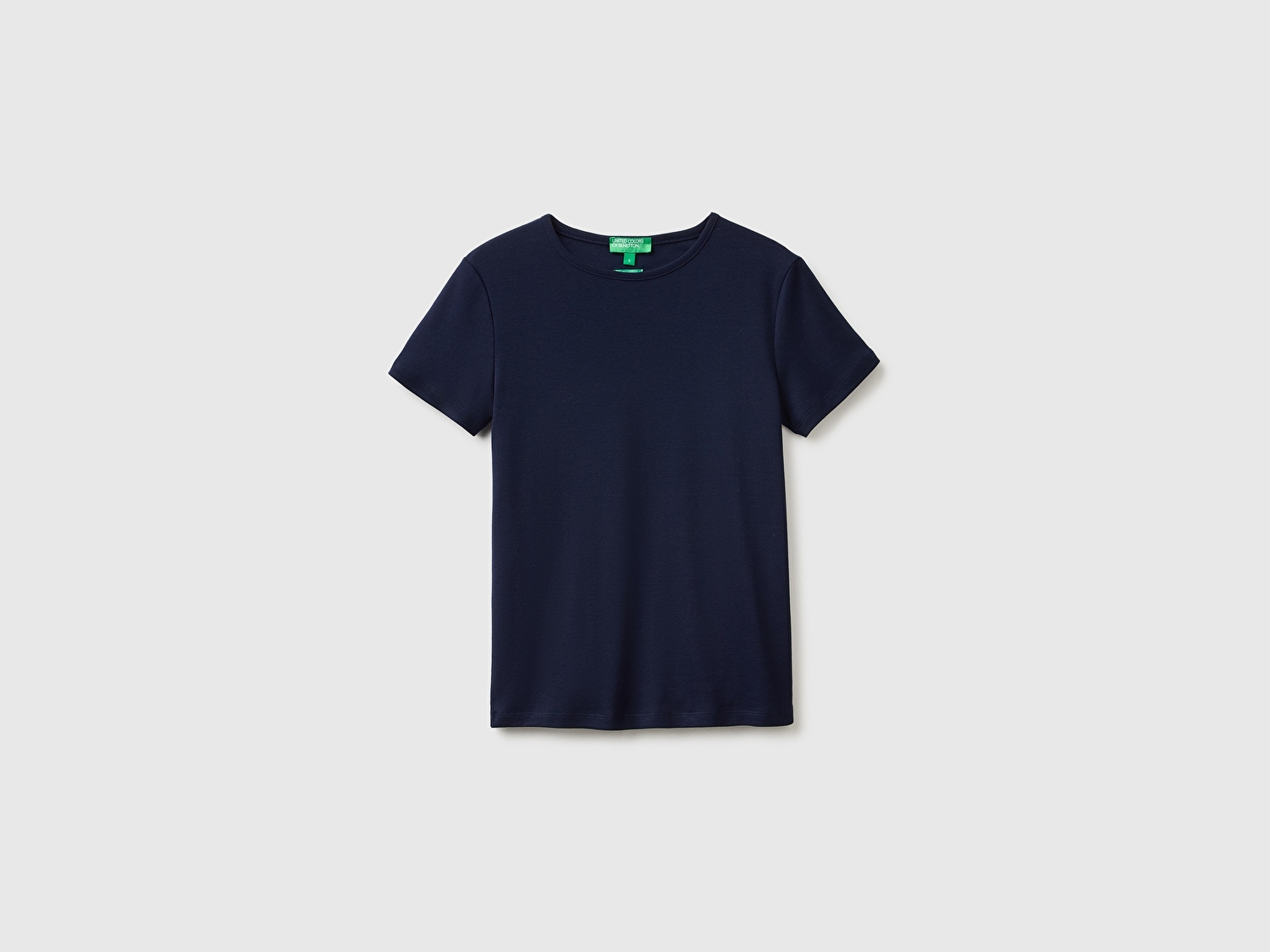 Benetton Kadın Lacivert %100 Pamuk Bisiklet Yaka T-Shirt