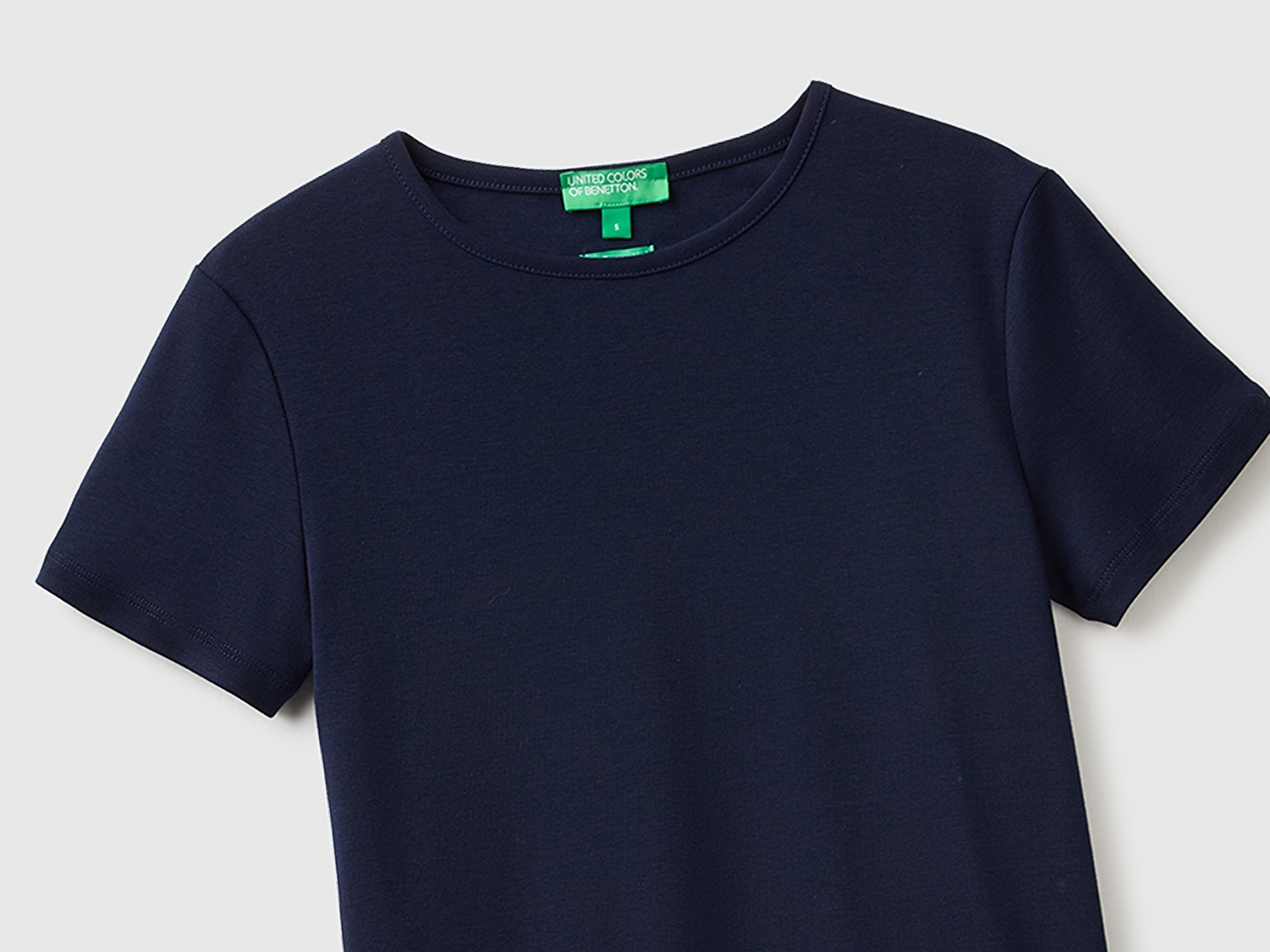 Benetton Kadın Lacivert %100 Pamuk Bisiklet Yaka T-Shirt
