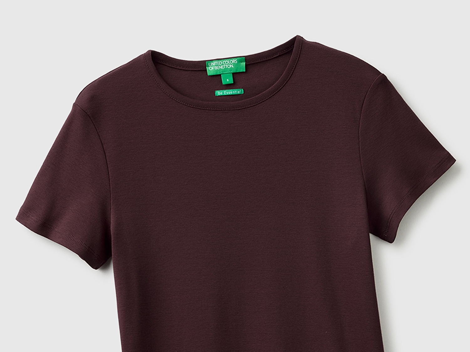 Benetton Kadın Kahverengi %100 Pamuk Bisiklet Yaka T-Shirt