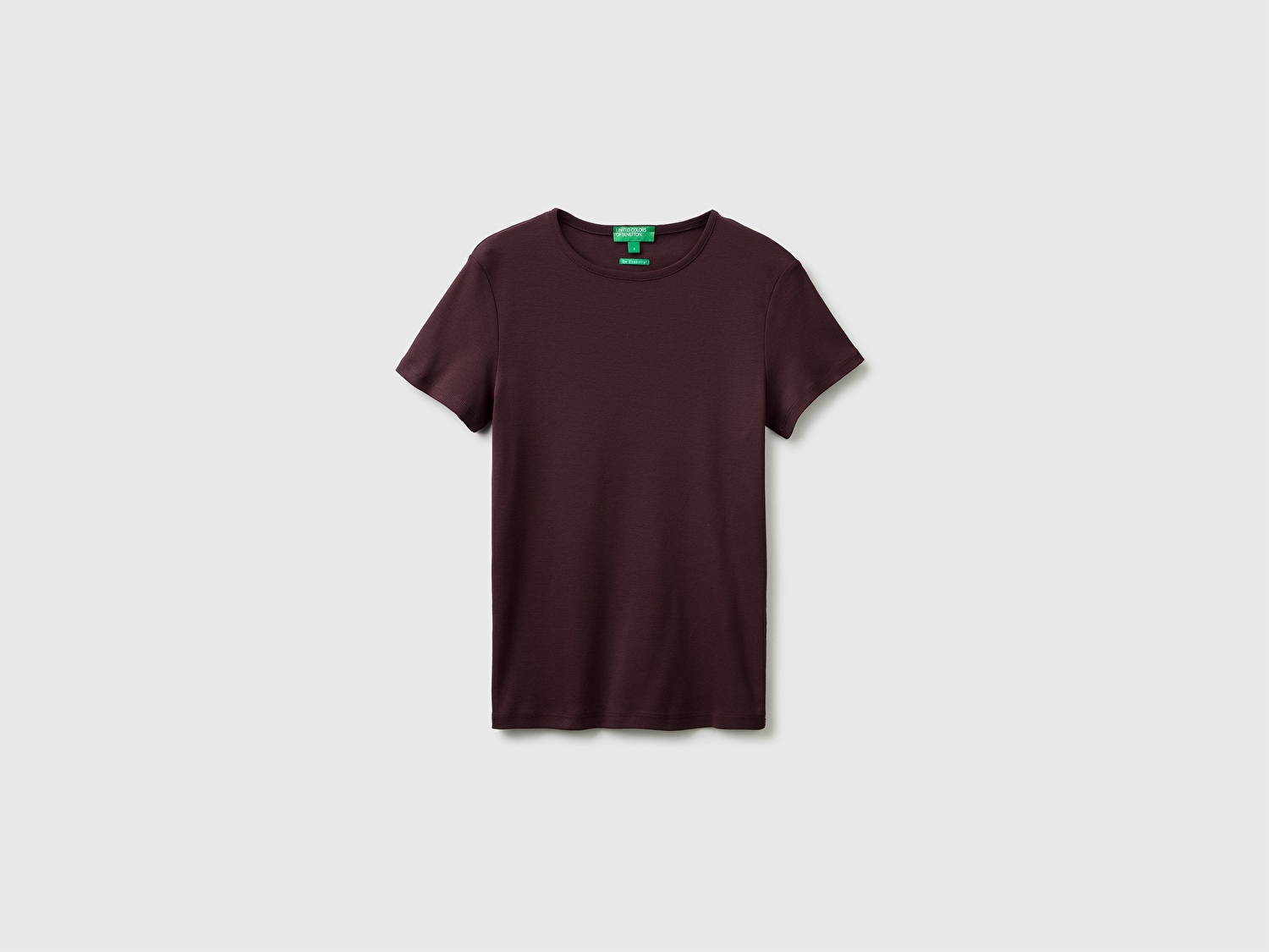 Benetton Kadın Kahverengi %100 Pamuk Bisiklet Yaka T-Shirt