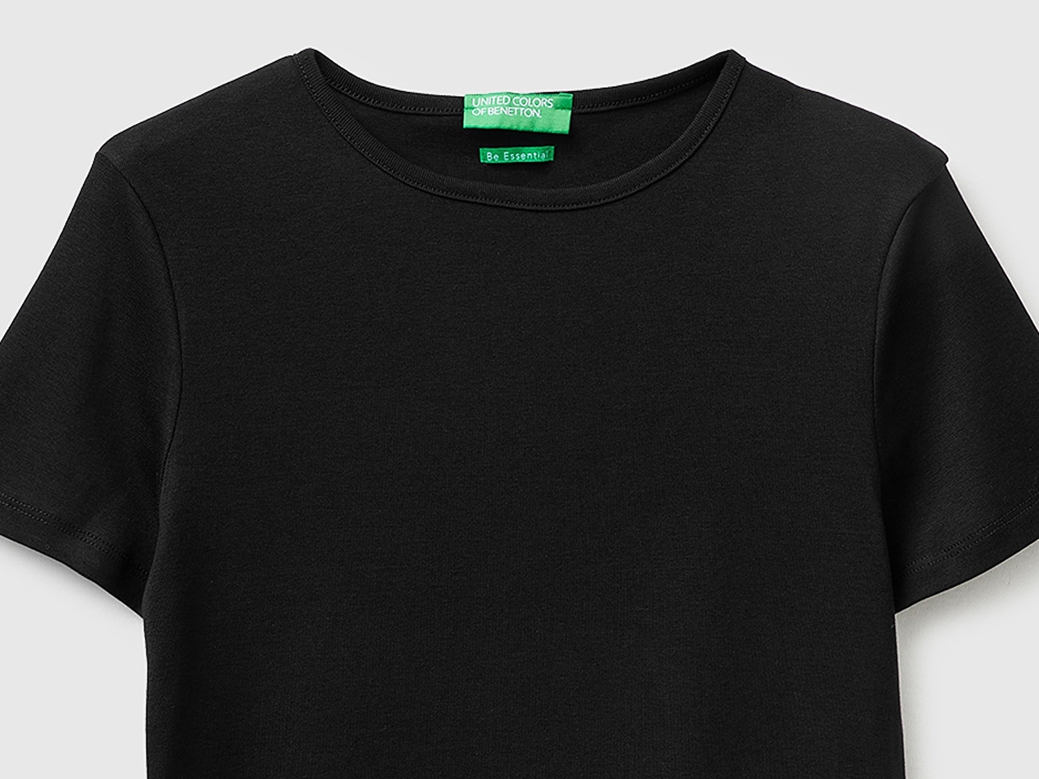 Benetton Kadın Siyah %100 Pamuk Bisiklet Yaka T-Shirt