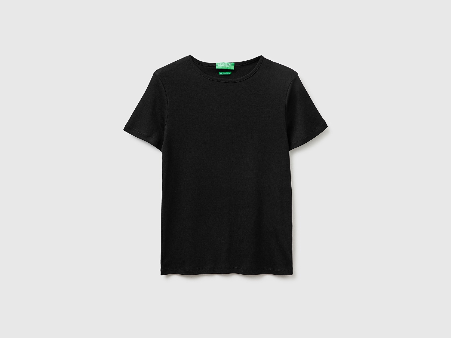 Benetton Kadın Siyah %100 Pamuk Bisiklet Yaka T-Shirt