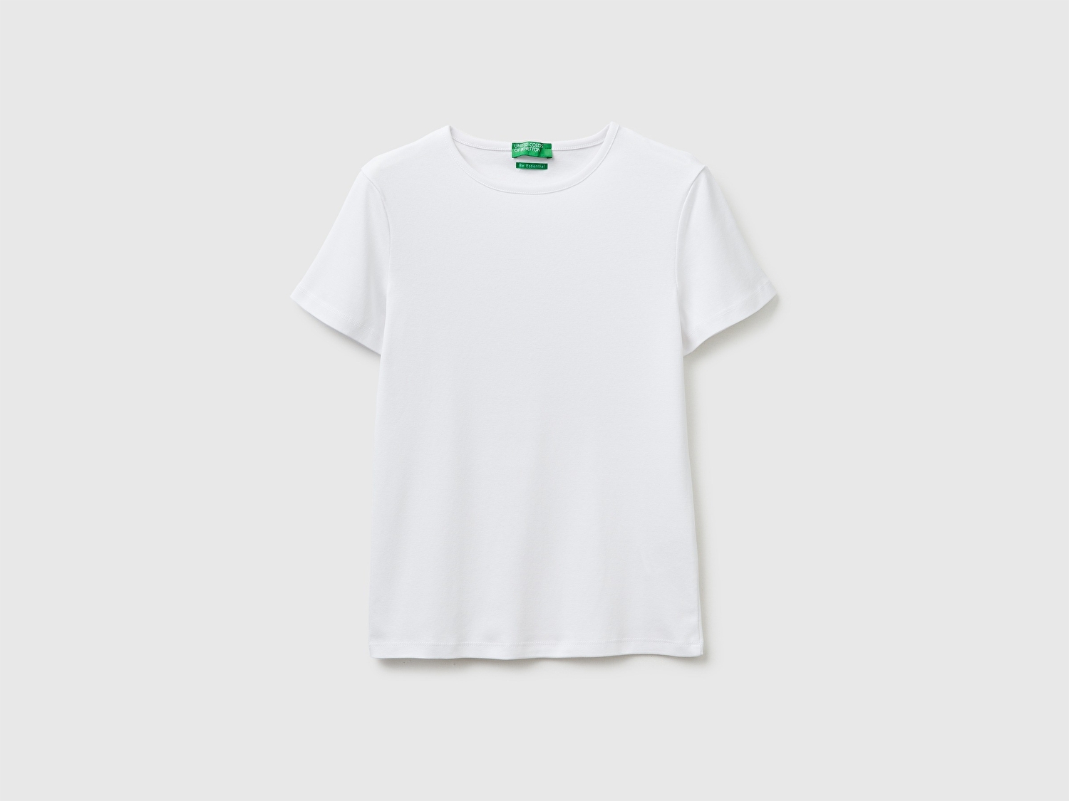 Benetton Kadın Beyaz %100 Pamuk Bisiklet Yaka T-Shirt