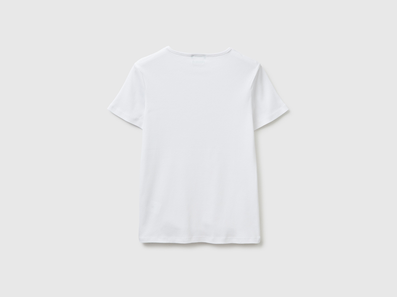 Benetton Kadın Beyaz %100 Pamuk Bisiklet Yaka T-Shirt