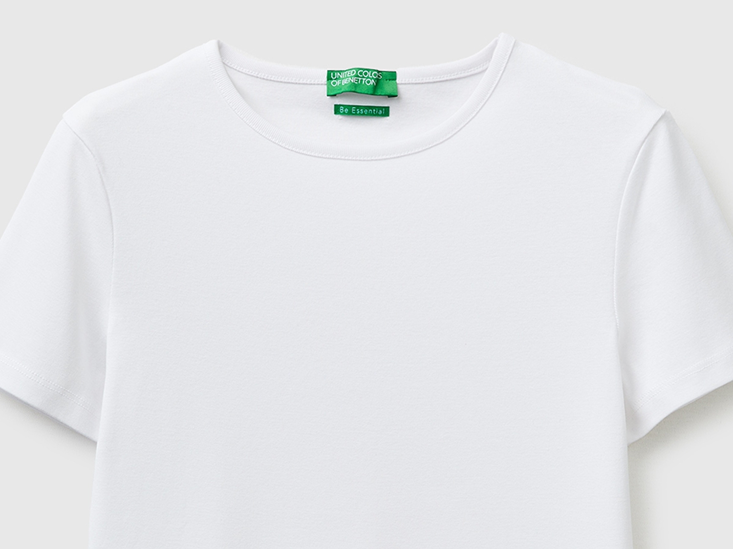 Benetton Kadın Beyaz %100 Pamuk Bisiklet Yaka T-Shirt