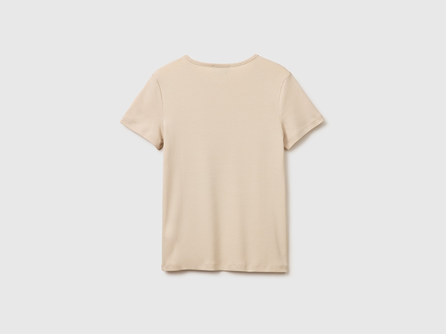 Benetton Kadın Taş %100 Pamuk Bisiklet Yaka T-Shirt