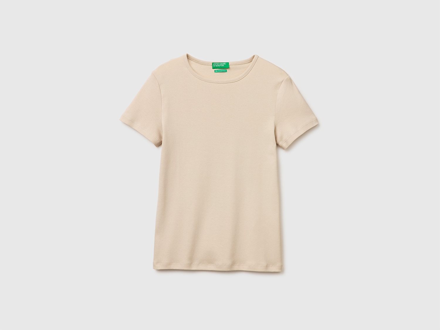 Benetton Kadın Taş %100 Pamuk Bisiklet Yaka T-Shirt