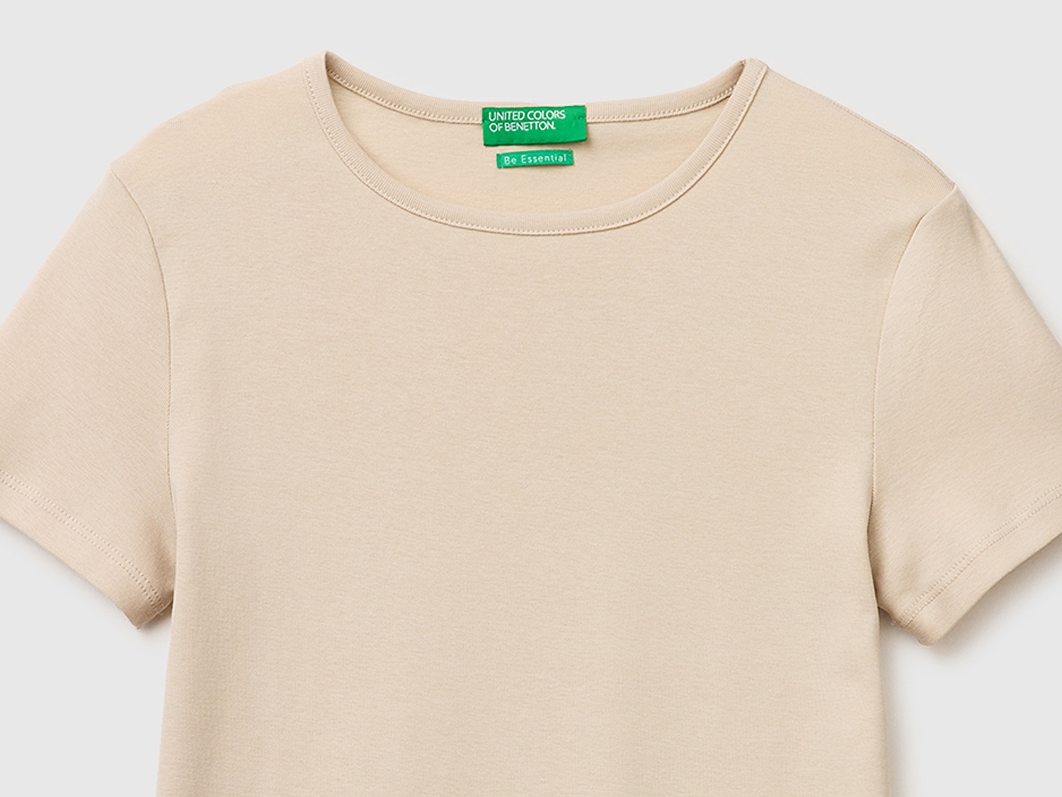 Benetton Kadın Taş %100 Pamuk Bisiklet Yaka T-Shirt