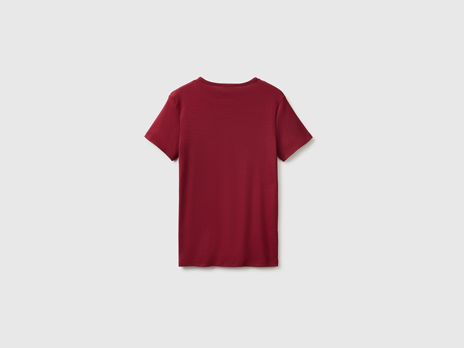 Benetton Kadın Mürdüm %100 Pamuk Bisiklet Yaka T-Shirt