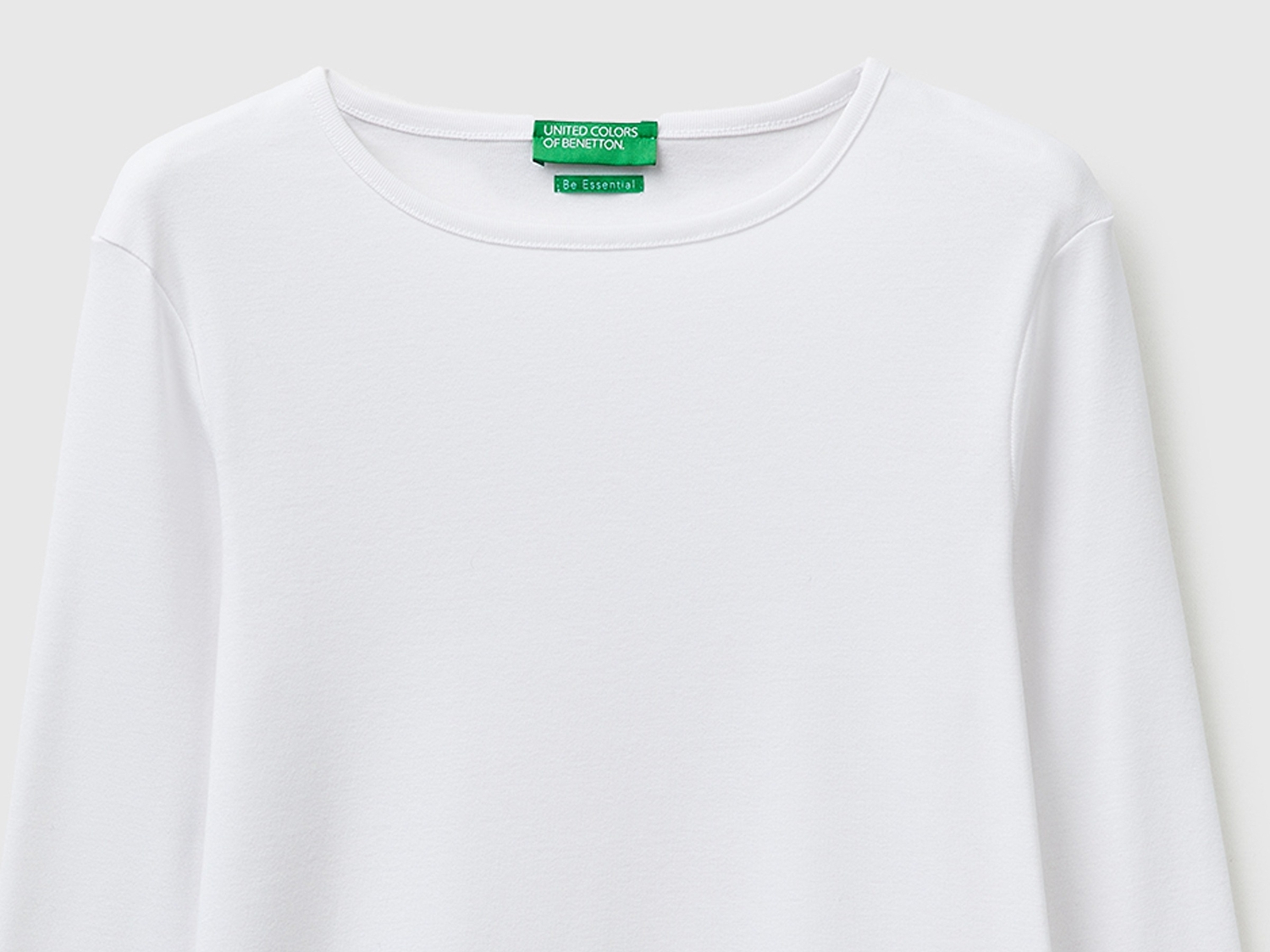 Benetton Kadın Beyaz %100 Pamuk Slim Fit Ribanalı Uzun Kollu T-Shirt
