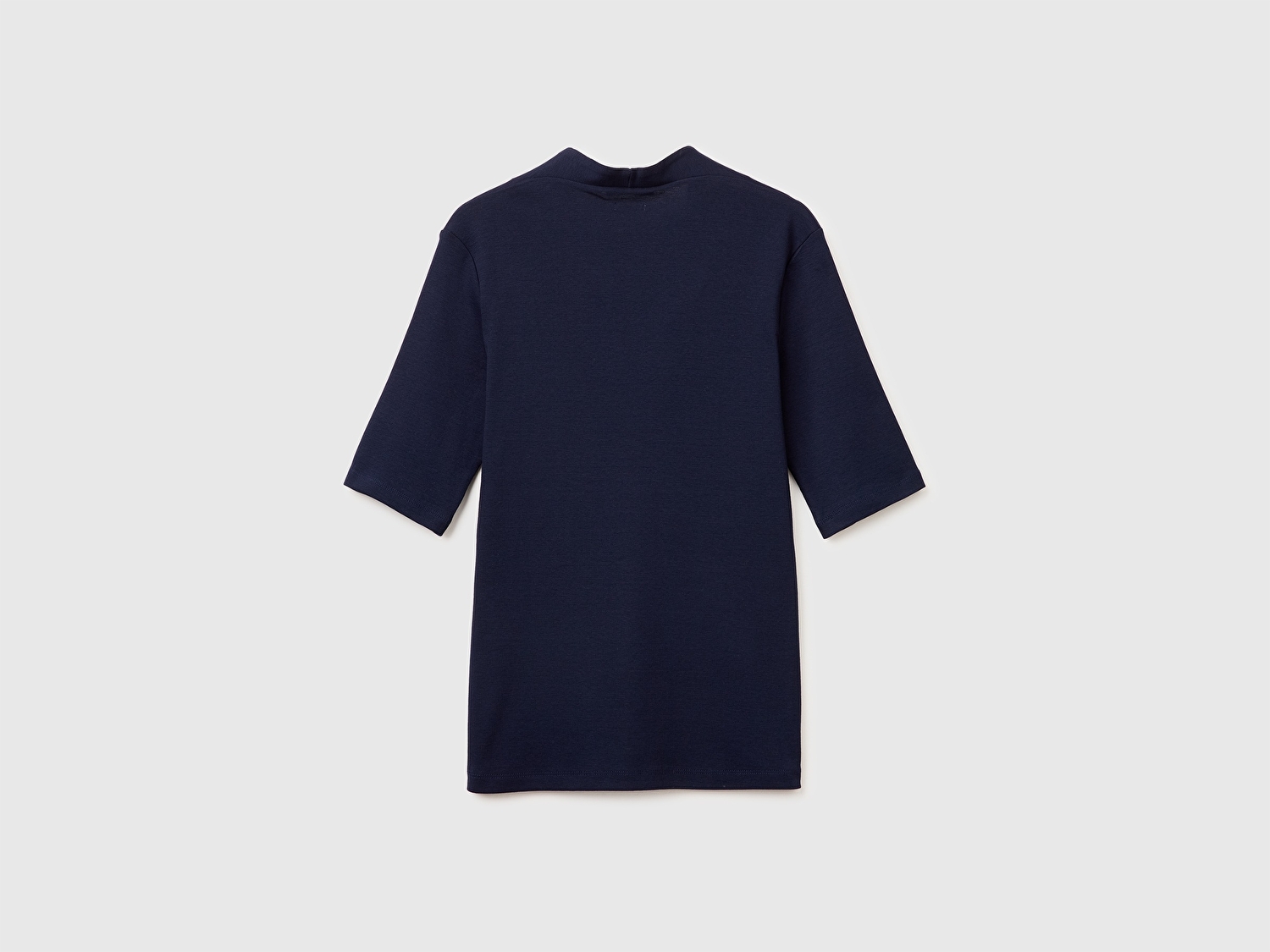 Benetton Kadın Lacivert %100 Pamuk Yarım Kollu Derin V Yaka T-Shirt