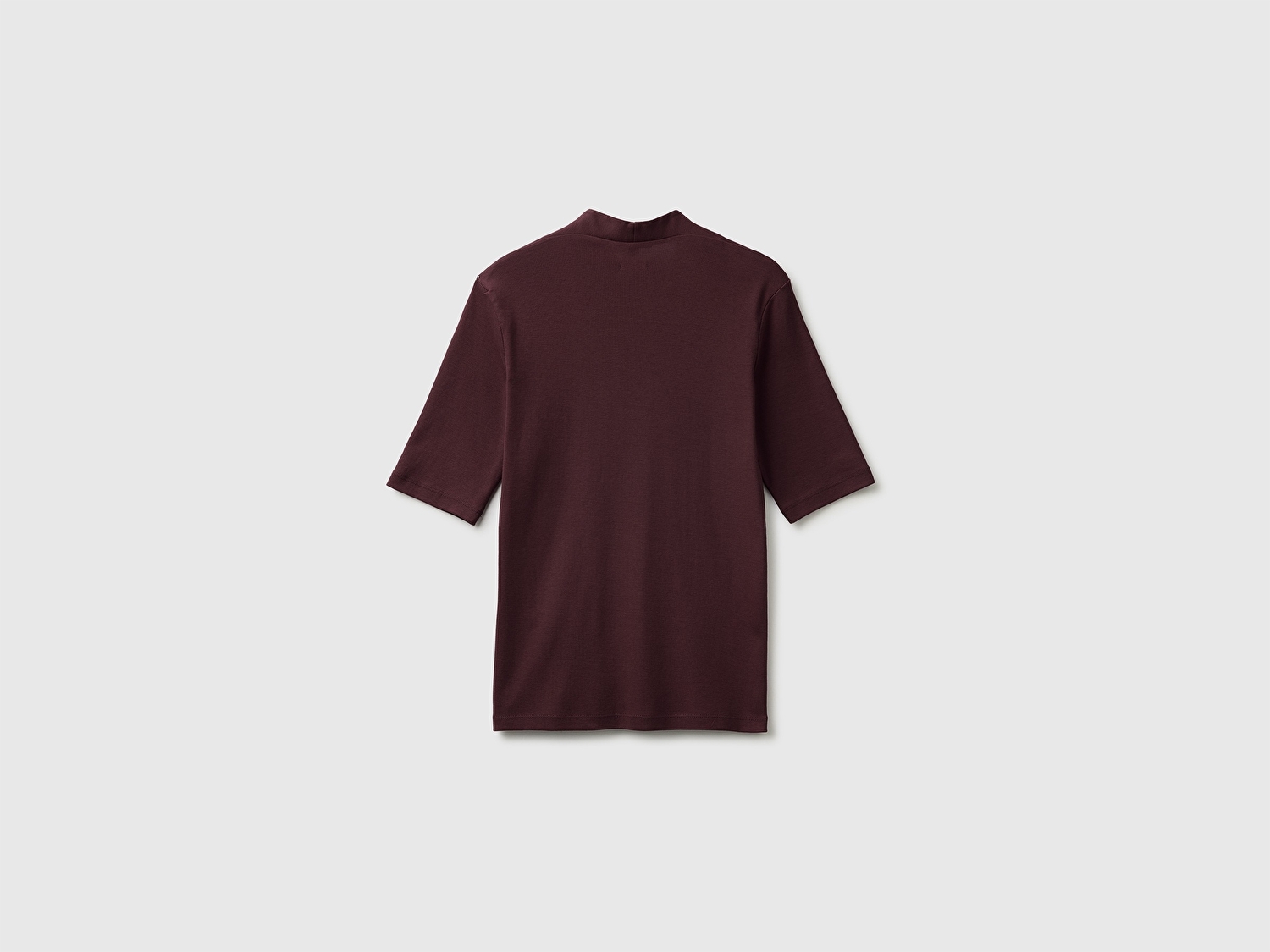 Benetton Kadın Kahverengi %100 Pamuk Yarım Kollu Derin V Yaka T-Shirt
