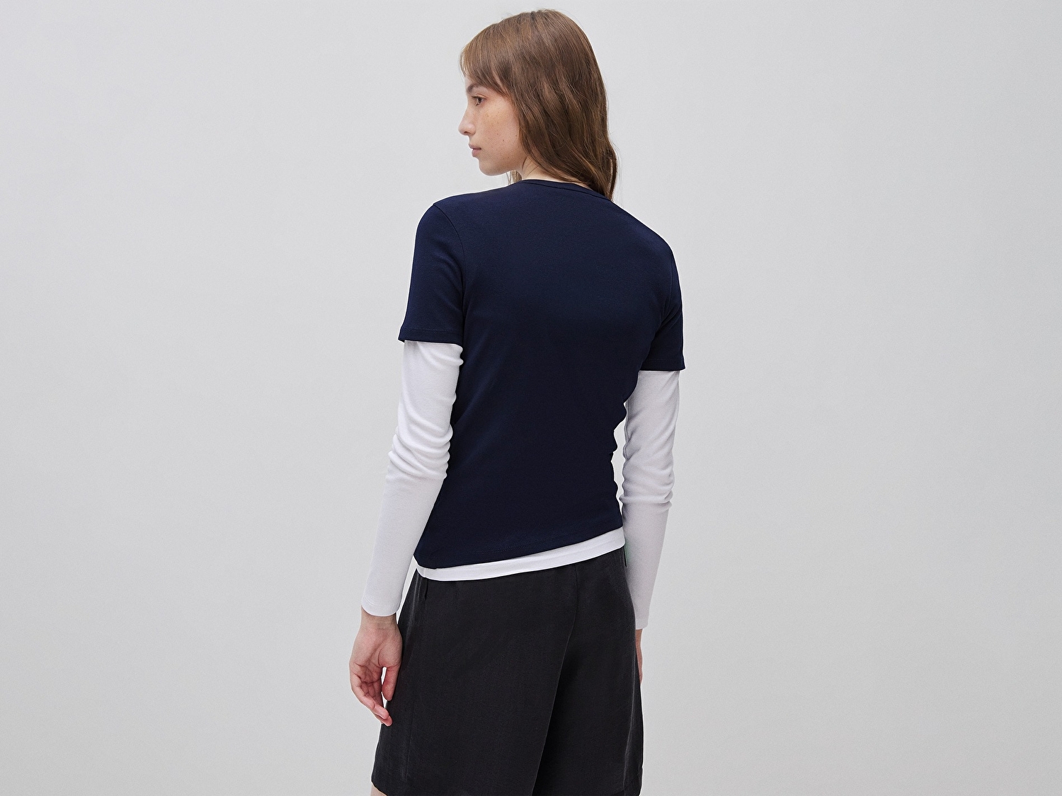 Benetton Kadın Lacivert %100 Pamuk Logo Baskılı Bisiklet Yaka T-Shirt