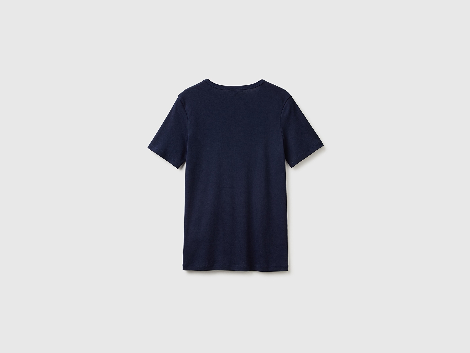 Benetton Kadın Lacivert %100 Pamuk Logo Baskılı Bisiklet Yaka T-Shirt