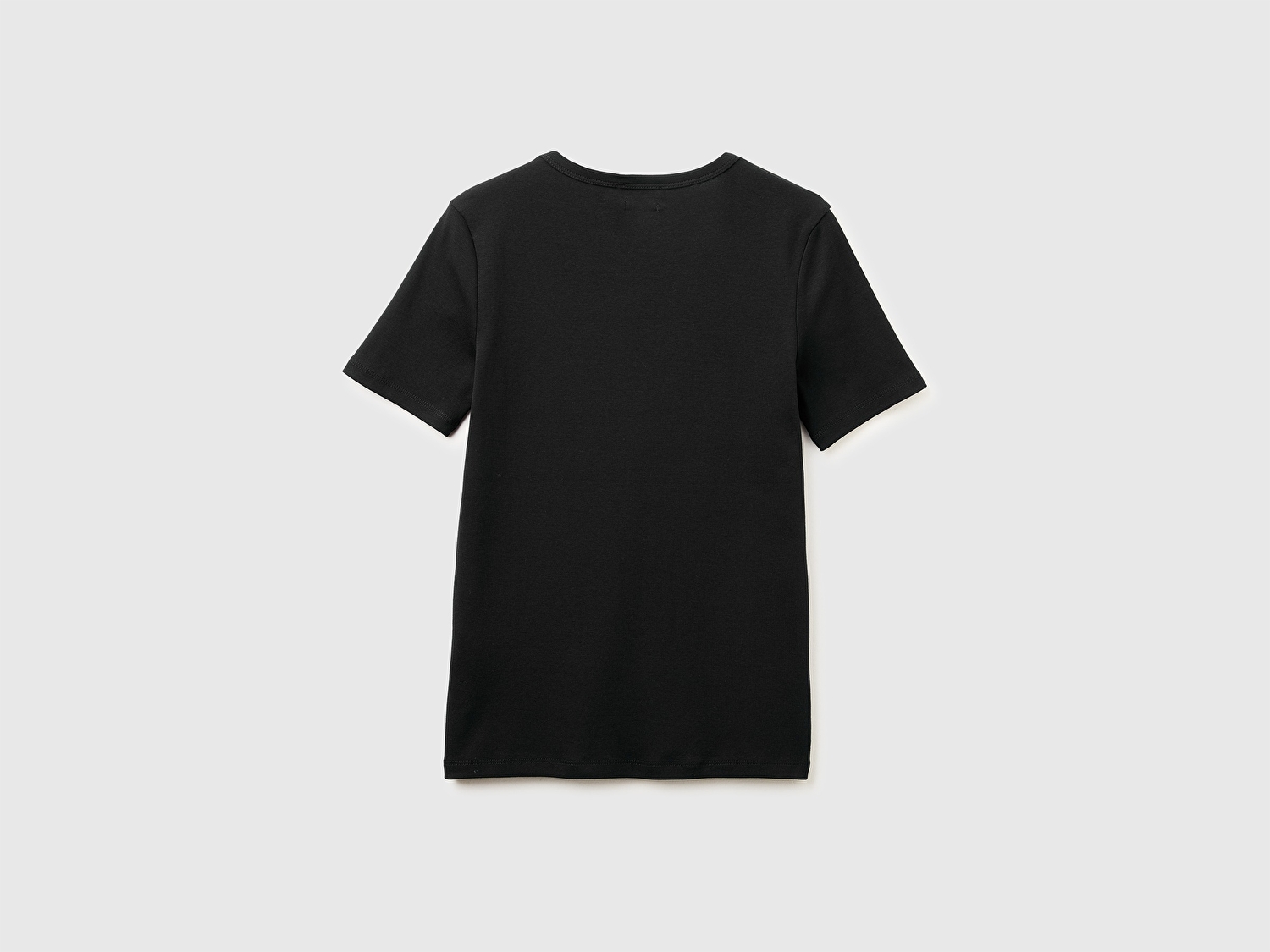 Benetton Kadın Siyah %100 Pamuk Logo Baskılı Bisiklet Yaka T-Shirt