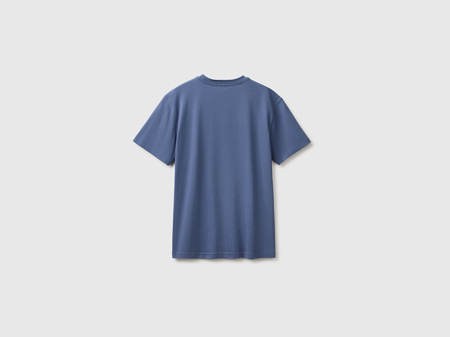 Benetton Erkek Havacı Mavi %100 Koton Logolu Bisiklet Yaka T-Shirt