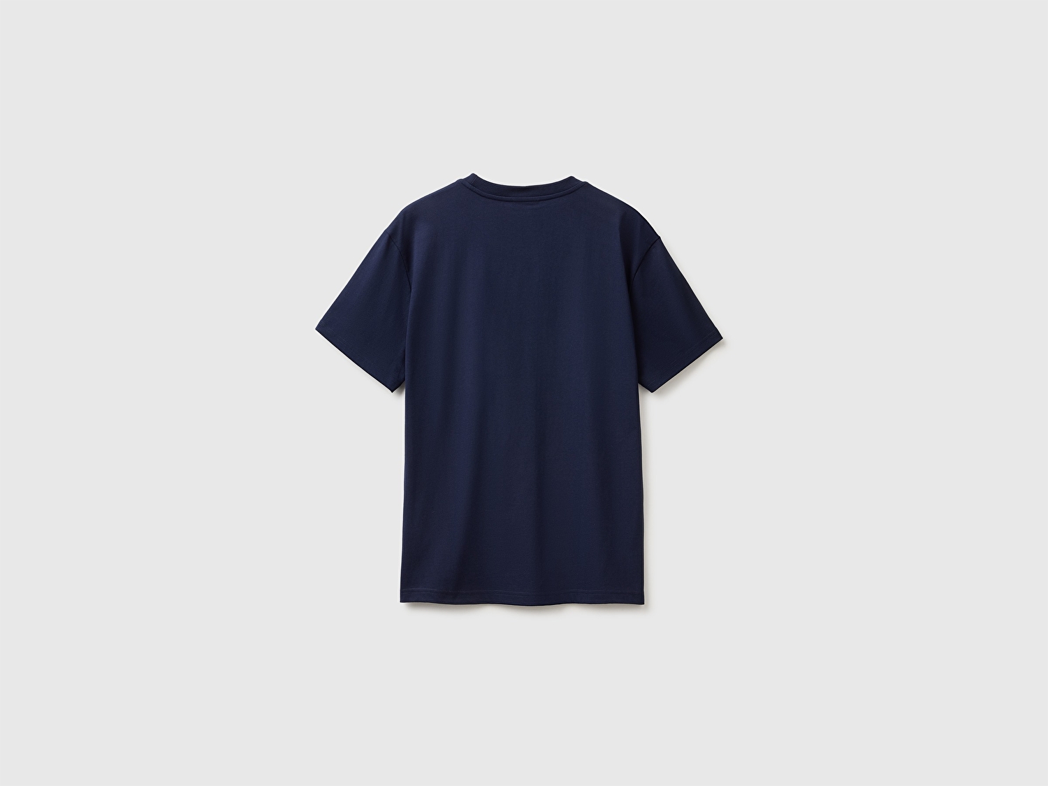 Benetton Erkek Lacivert %100 Koton Logolu Bisiklet Yaka T-Shirt
