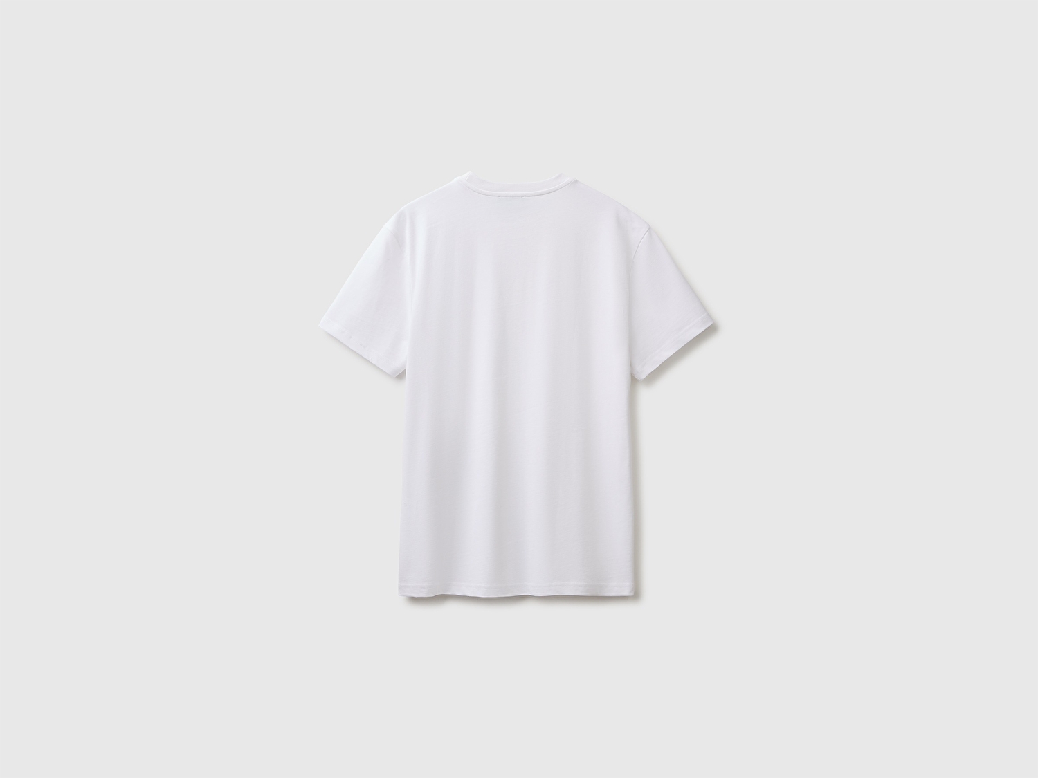 Benetton Erkek Beyaz %100 Koton Logolu Bisiklet Yaka T-Shirt