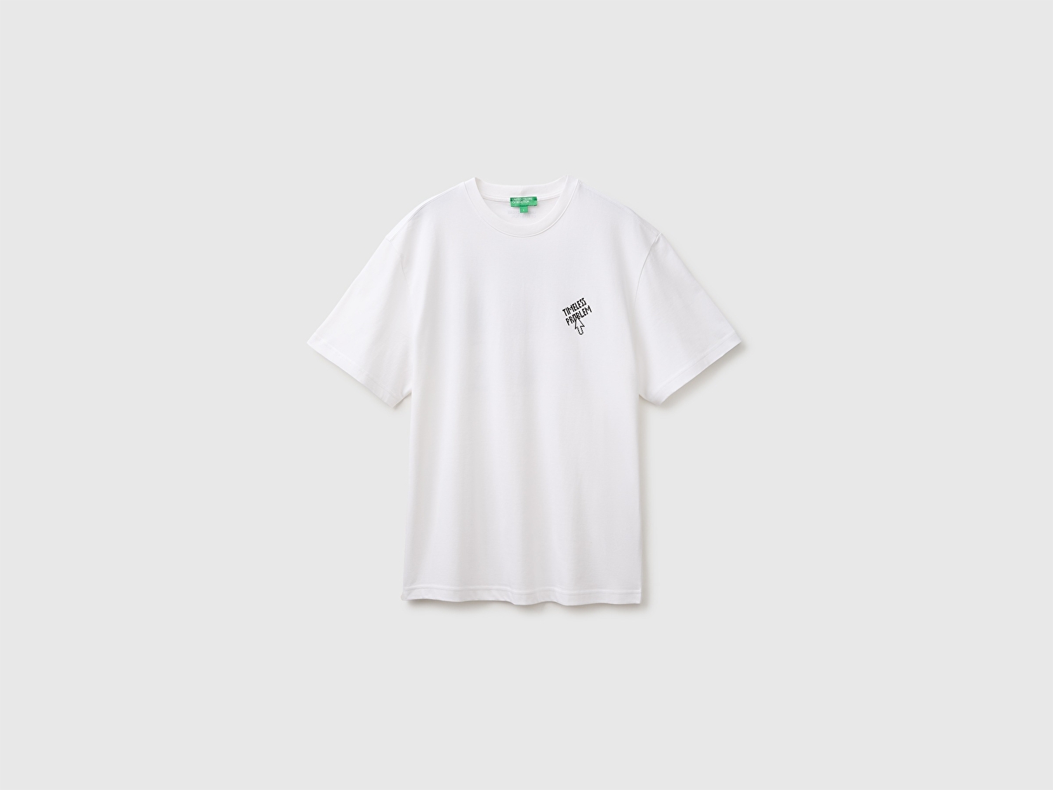 Benetton Erkek Beyaz %100 Pamuk Relaxed Fit Kısa Kollu T-Shirt