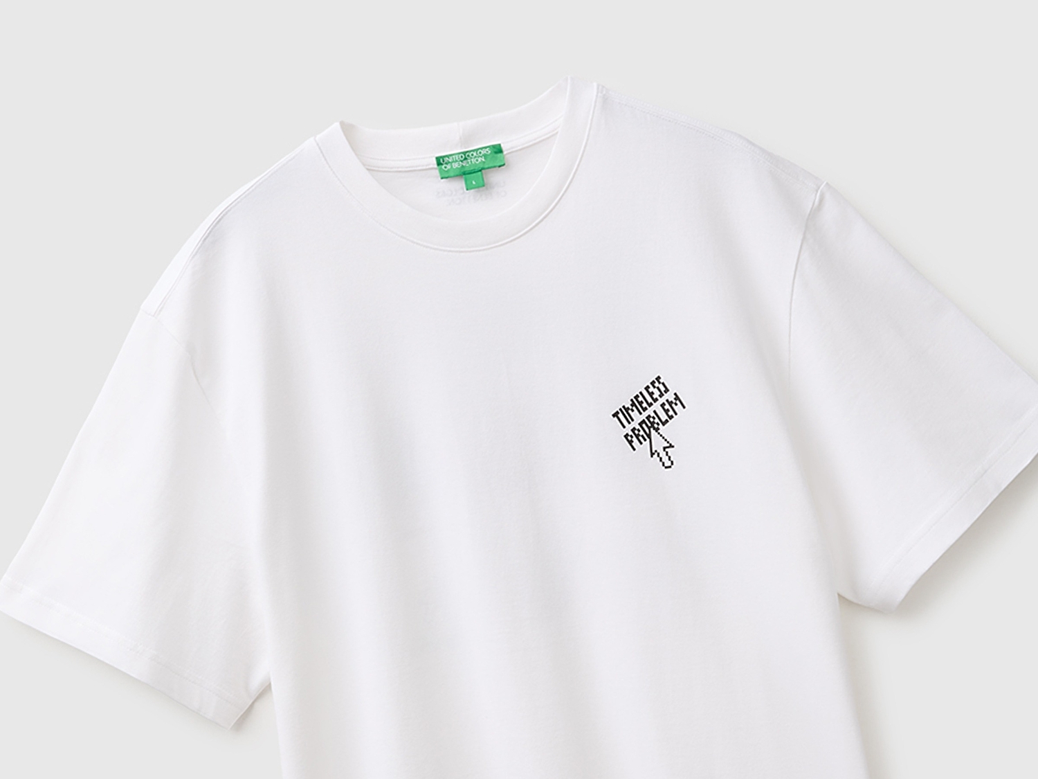 Benetton Erkek Beyaz %100 Pamuk Relaxed Fit Kısa Kollu T-Shirt